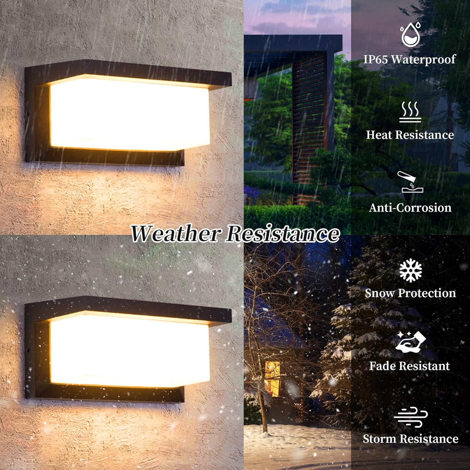 18 W Outdoor Wall Lamp 3000 K, IP66 Waterproof LED Rectangular Illumination for Balcony, Street, Garage, Patio, Corridor, Garden, 2 Pieces image number 5