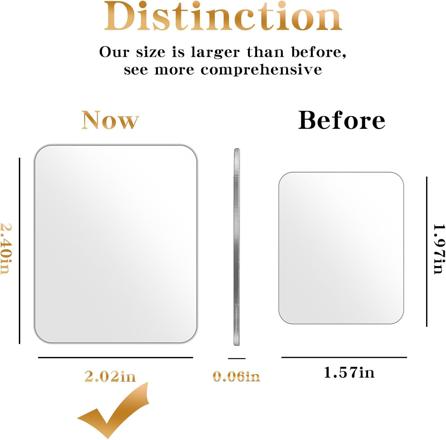 Square Mirror Decal for Smartphone，Stick-On Make up Mirror Sticker on Phone Case Back，Rectangle Mirror Phone Charm （2 Pack ） image number 3