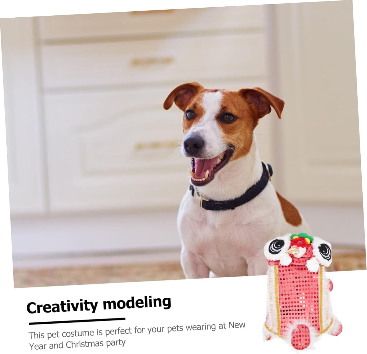 1Pc Clothes for Pets Wedding Cat Clothing Puppy Lion Costume Dog Dance Lion Clothes Dog Four Legs Hoodies Dance Lion Dog Costume New Year Cat Clothes Dress Festive Polyester image number 3