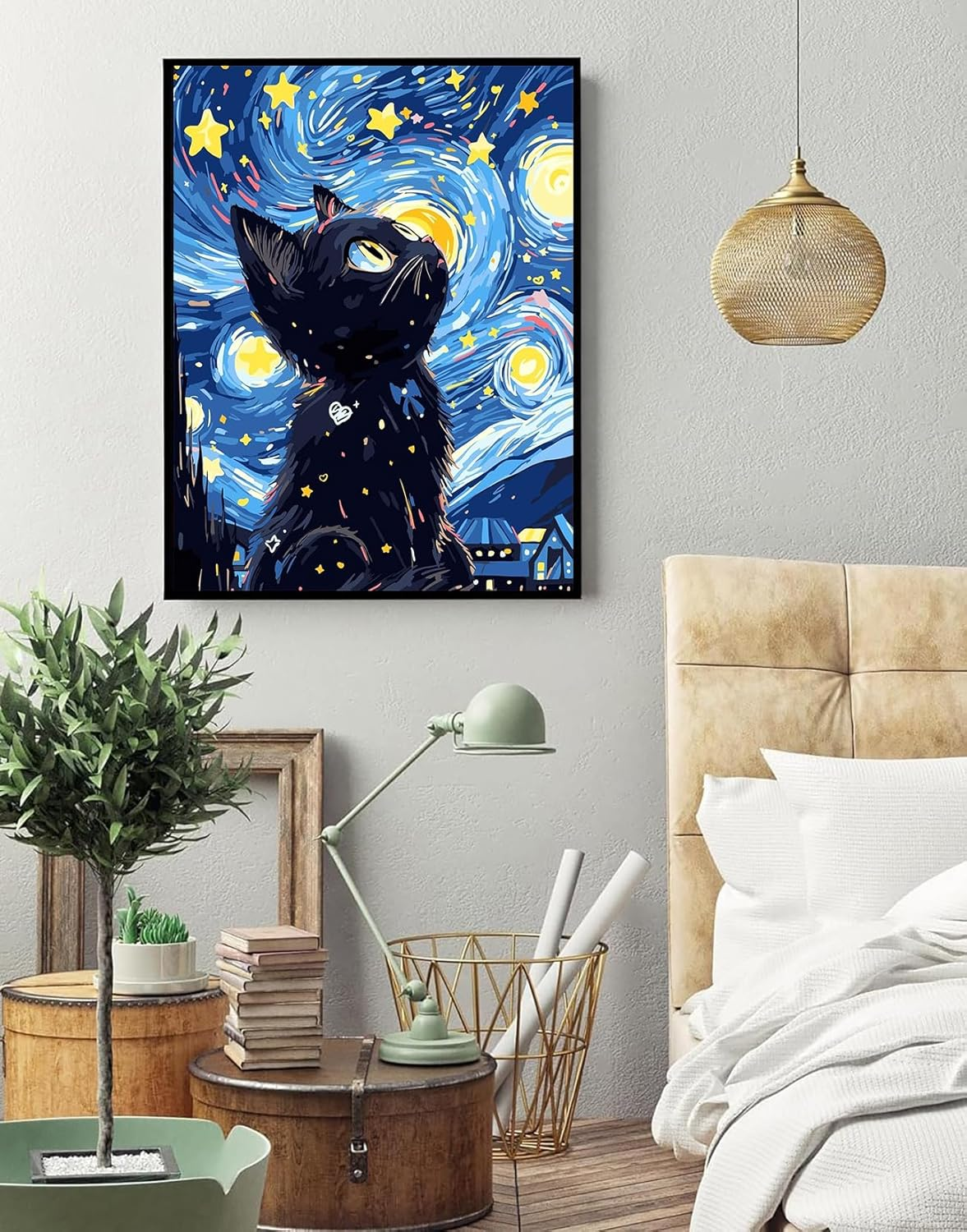 5D Diamond Painting Kits for Adult, Starry Sky Cat Diamond Art Kits for Beginners, DIY Full Drill Diamond Dot Gem Art Kits for Home Decor 12 X 16 Inch image number 4