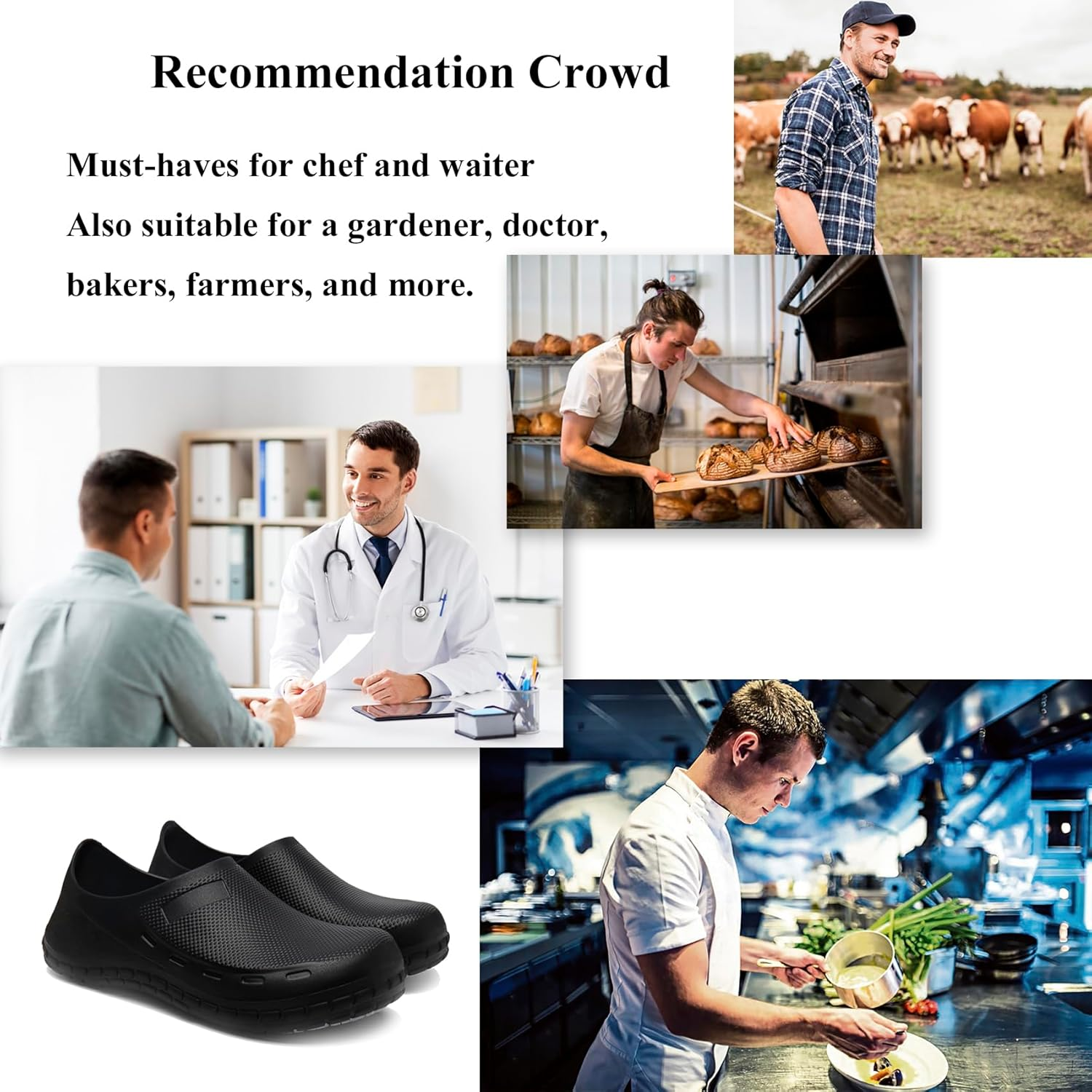 Haifago Men Non Slip Chef Shoes, Waterproof Oil Resistant Kitchen Work Clogs, Food Service Shoes for Restaurant, Zapatos Para Trabajar En Restaurante