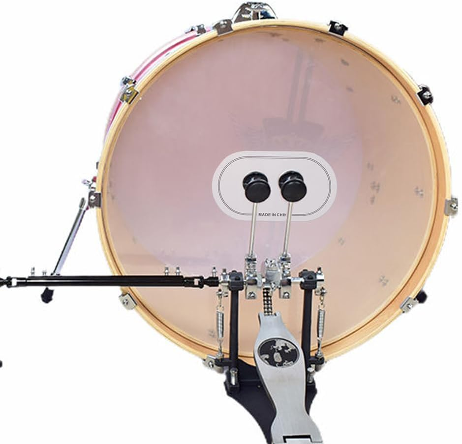 FUNFANG 2 Pack Double Pedal Drumhead Patches Wear-Resistant Stickers Self-Adhesive Drumhead Patch Protectors Drum Protective Pad for Bass Drum and Percussion Accessories White 18X10Cm image number 2