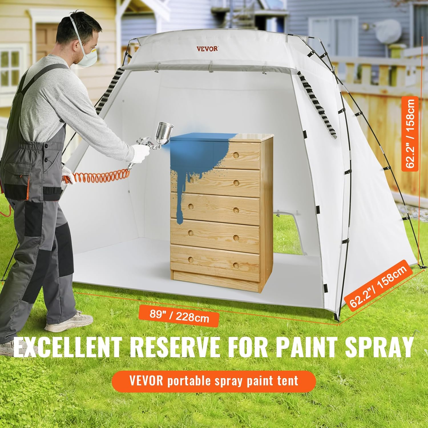 VEVOR Portable Paint Booth, 7.5X5X5 FT Spray Paint Shelter, Larger Spray Paint Tent with Built-In Floor & Mesh Screen, Painting Tent Station for Furniture DIY Hobby Tool image number 1