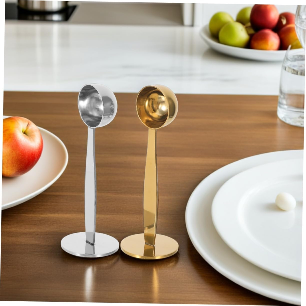 Cabilock 2Pcs Espresso Tamper Bean Spoon Stainless Steel Multifunctional Tamping Spoon for Hand Press Tamper for Coffee Brewing