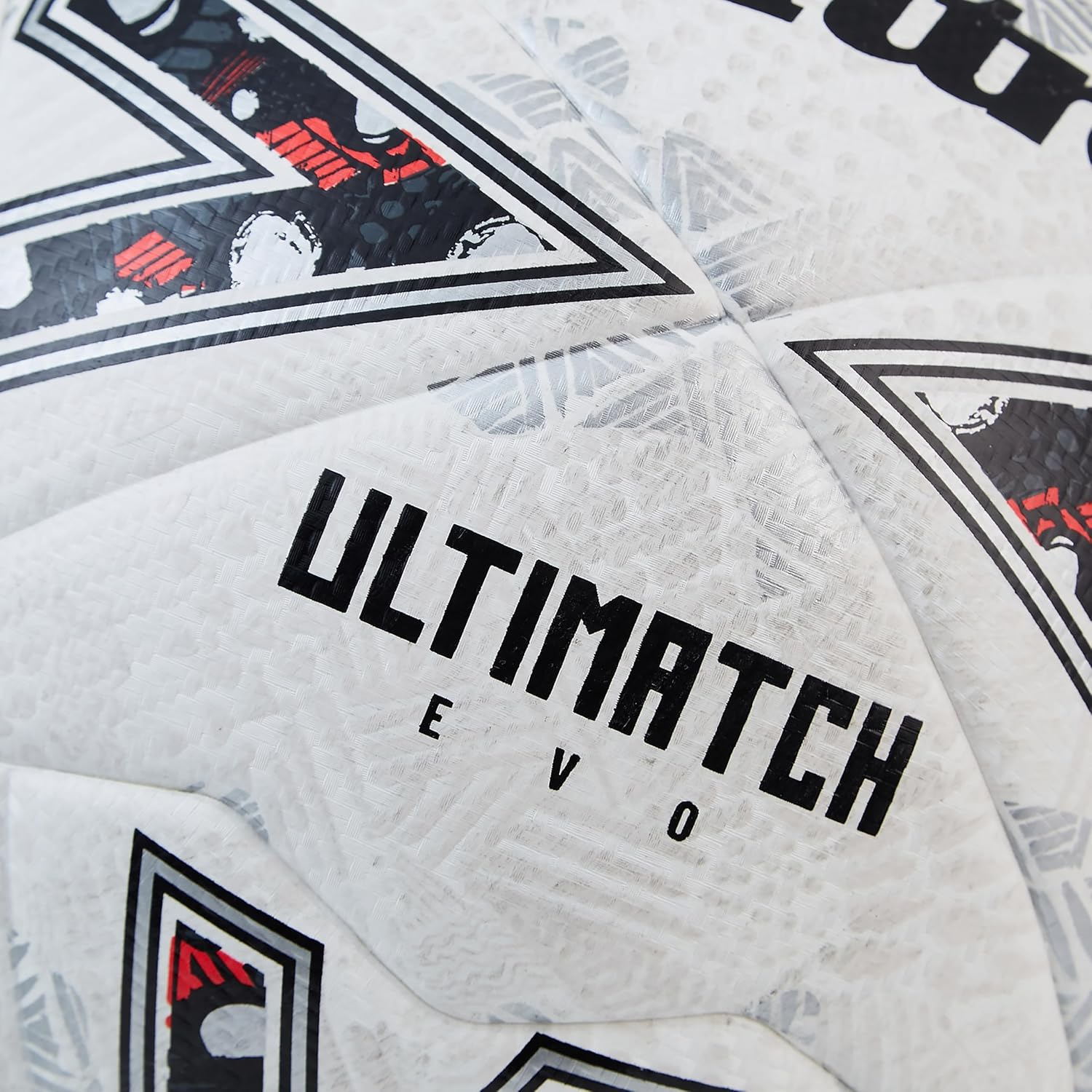 Mitre Ultimatch One Football Enhanced Control Extra Durability Extra Accuracy Ball White Blood Orange Pitch Green Black image number 6