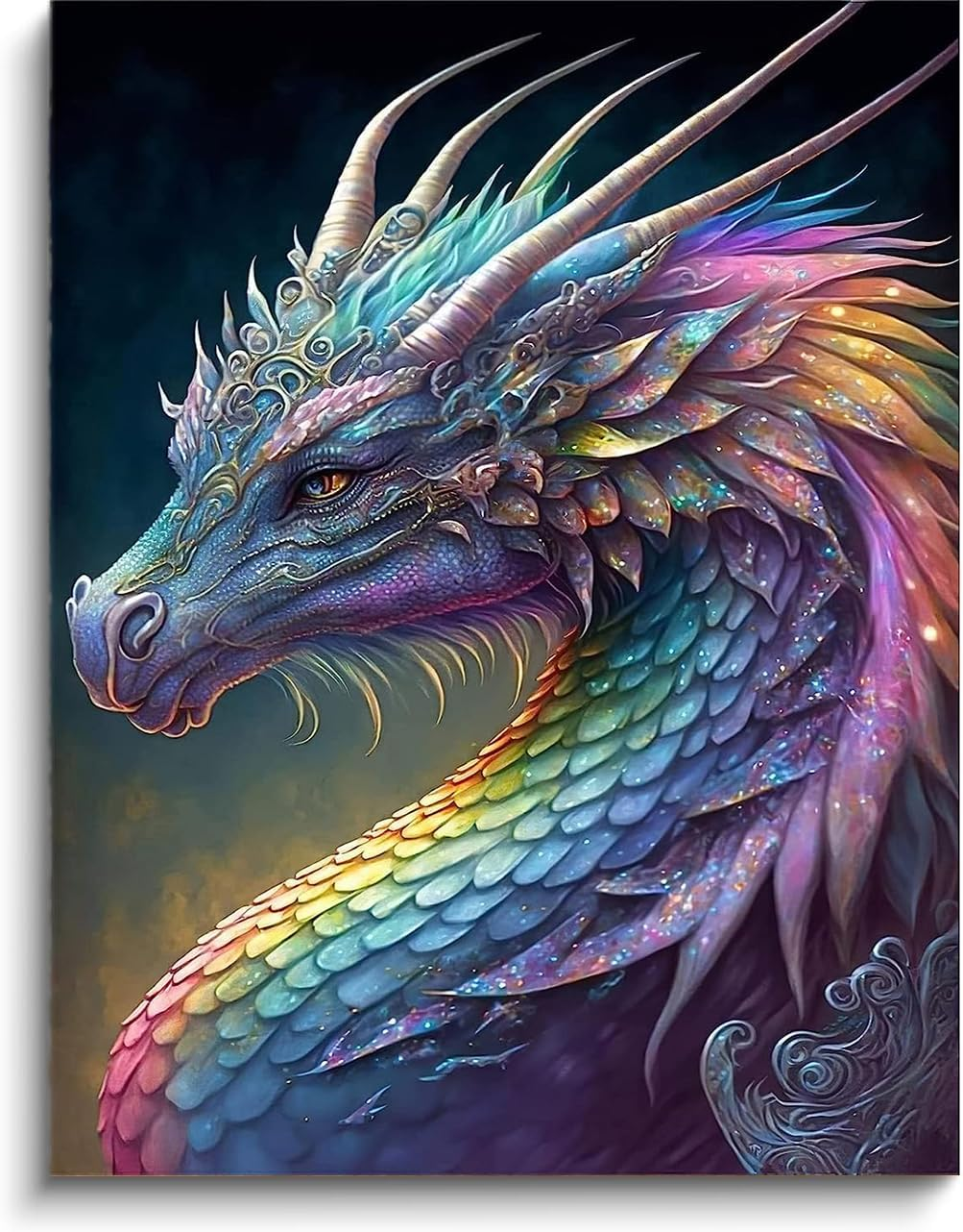 Diamond Painting Kits for Adults, 5D Colourful Dragon Diamond Art Kits Full Drill Coloured Diamond Painting Dragon Kit for Kids Beginners, DIY Crystal Gem Art for Home Wall Decor 30X40Cm