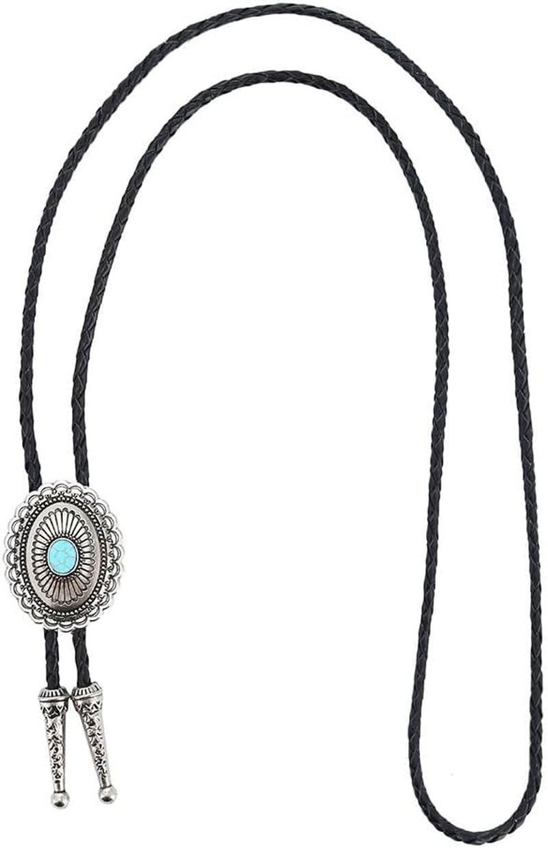 Gelconnie Bolo Tie for Men Women Leather Rope Wedding Necklace Western Cowboy Bolo Tie Western Leather Necktie
