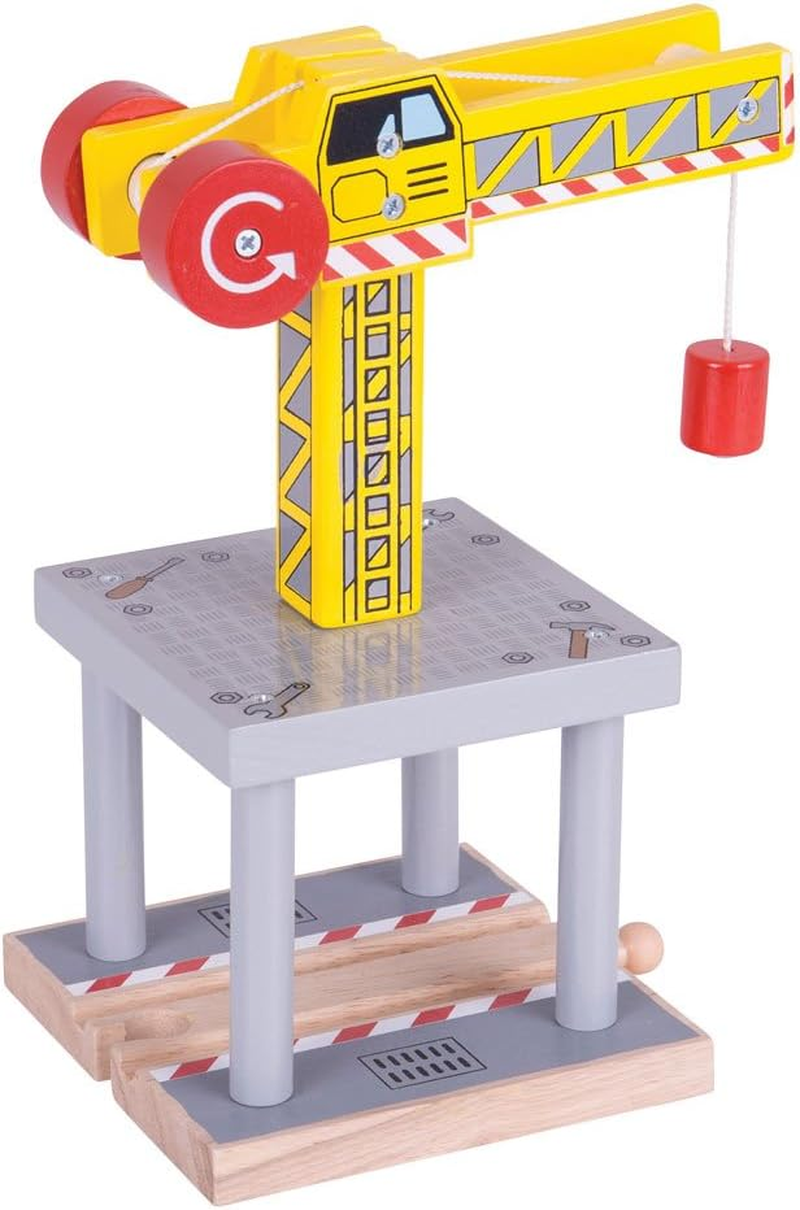 Bigjigs Rail Magnetic Big Yellow Crane - Other Major Wooden Rail Brands Are Compatible