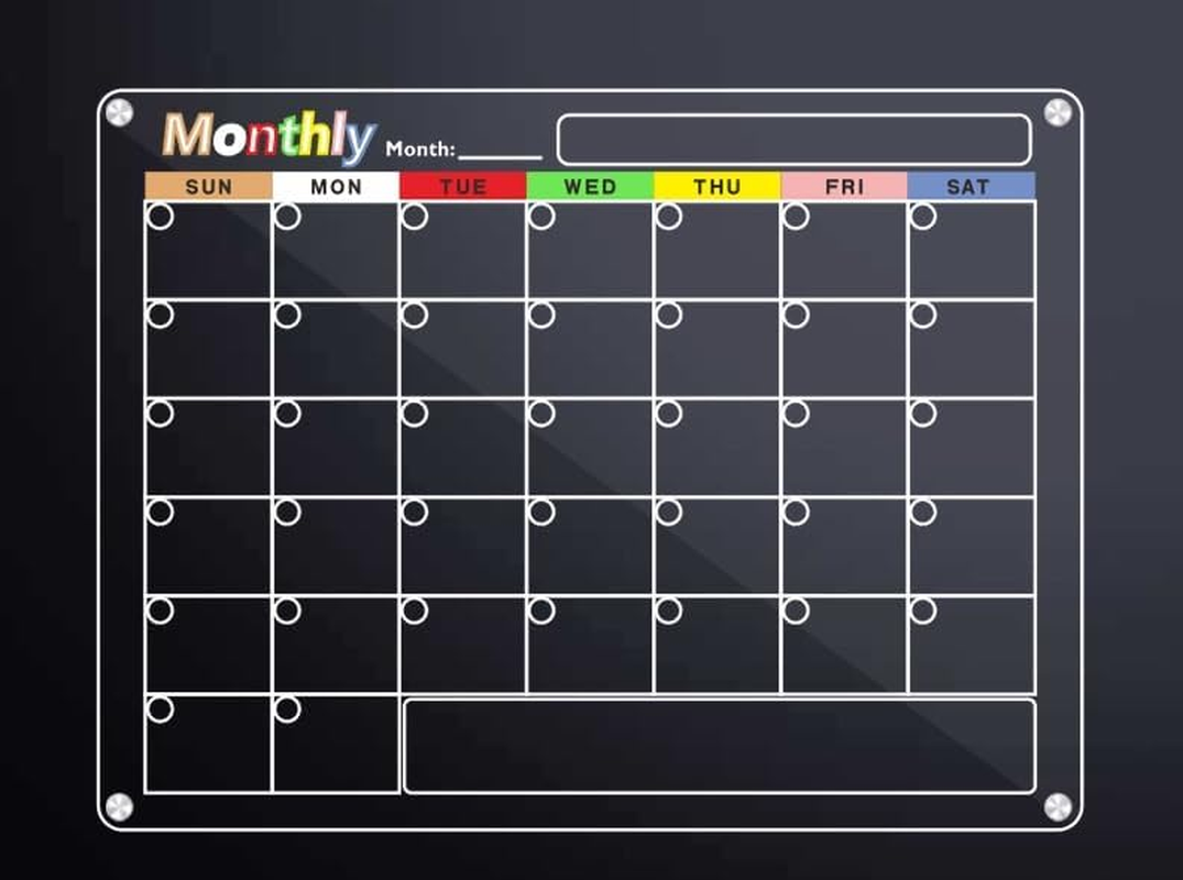 Monthly & Weekly Magnetic Fridge Calendar - 40 * 30 Vertical Organizer - Clear Acrylic Fridge Magnet. a Set of Family Planners with 6 Markers & Fridge Dry Erase Board Organiser.