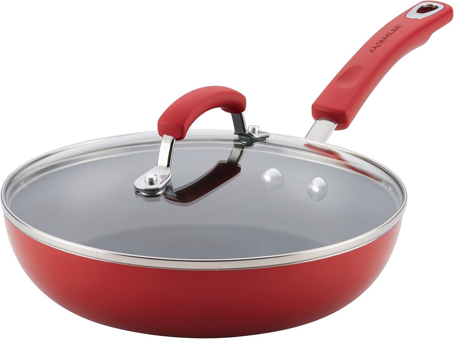 Rachael Ray Brights Deep Nonstick Frying Pan/Fry Pan/Deep Skillet - 9.5 Inch, Gray