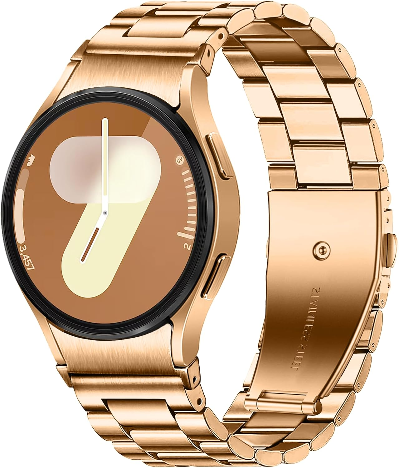 Ocaer Compatible with Samsung Galaxy Watch 7/FE/6/5/4 Band 40Mm 44Mm, 6 Classic/4 Classic 43Mm 47Mm/42Mm 46Mm, 5 Pro 45Mm, Metal Solid Stainless Steels 20Mm Galaxy Watch Strap for Men Women(Gold)