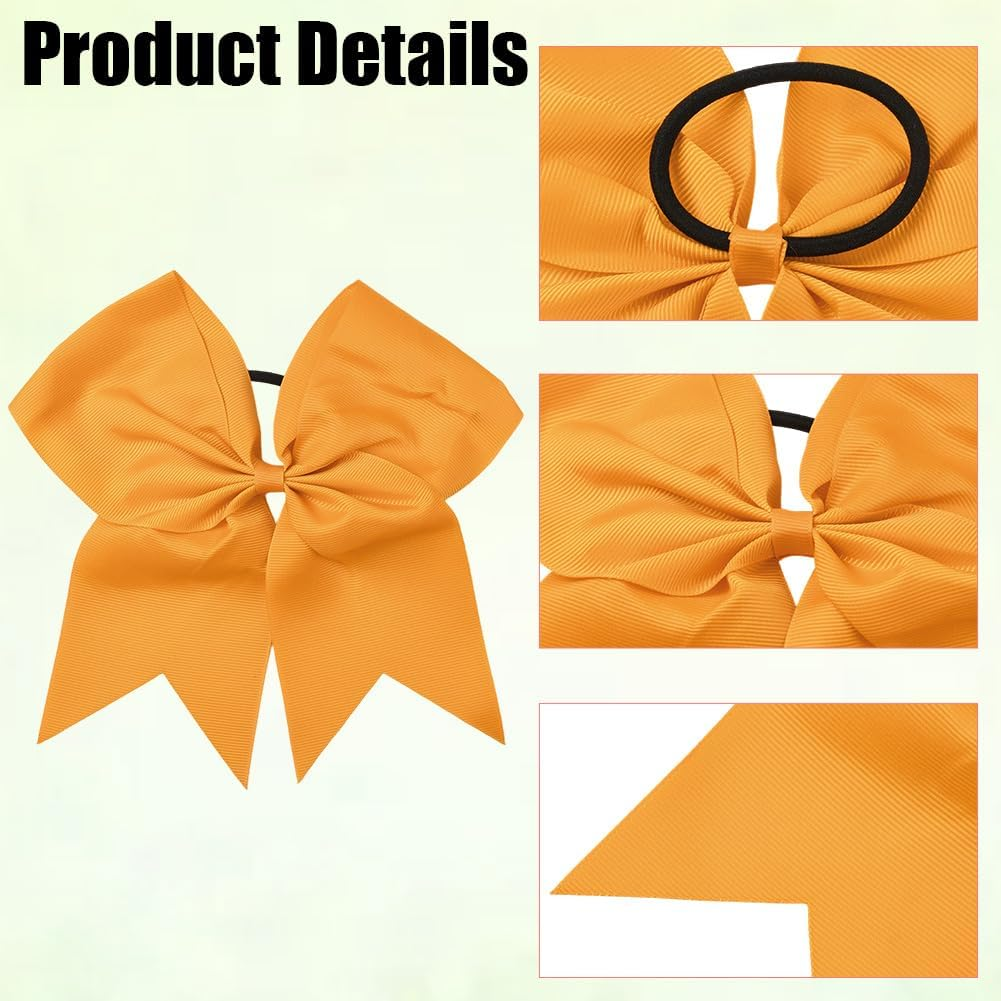SUNNYCLUE 2Pcs Bow Hair Scrunchie Bow Scrunchies 20Mm Large Orange Soft Polyester Bowknot Hair Ties with Long Tails Elegant Elastic Rubber Bands for Women Adults Holiday Fashion Gifts Accessories