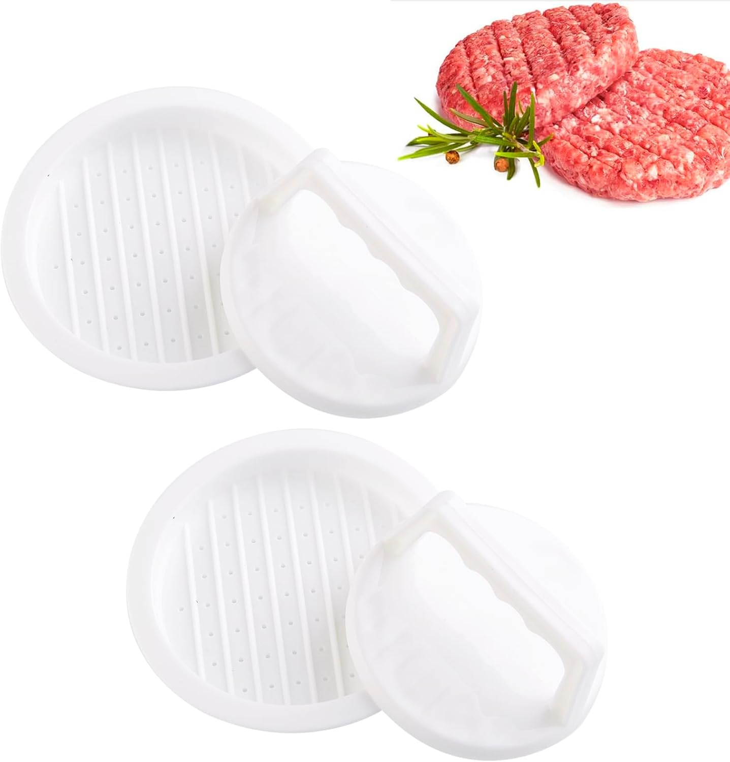 Burger Press Patty Maker, round Non-Stick Stuffed Hamburger Press Accessories Smashed Hamburger Press Patty Burger Meat Sausage Beef Maker Mold Kitchen Gadgets for Grilling (2 Pack, Black)