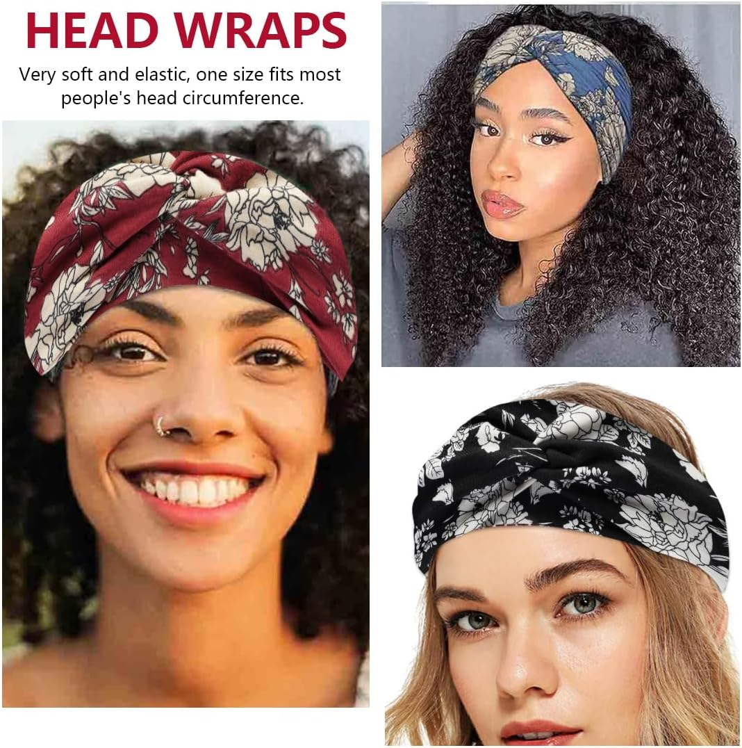FIMWOLZ Women'S Summer Hair Band, Pack of 5, Wide Hair Band, Headscarves, Multicoloured Floral Print Hair Bands, Women'S Wide Elastic Soft Bandana for Everyday Sports, Yoga image number 1