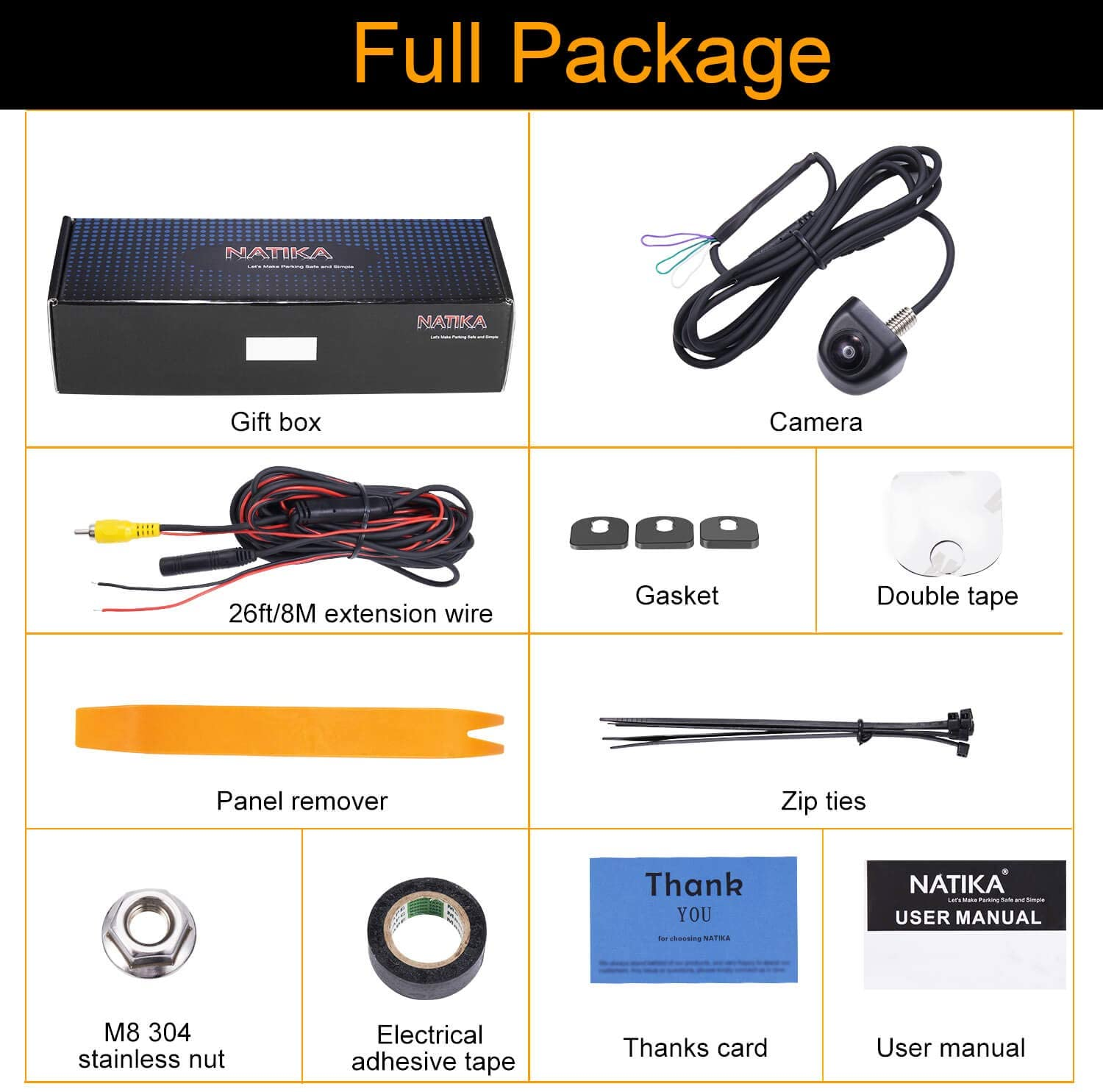 NATIKA Backup/Front View Camera,Ip69K Waterproof Great Night Vision HD and Super Wide Angle Metal OEM Style Reverse Rear View Backup Camera for Cars Pickup Trucks Suvs Rvs Vans (Black) image number 3