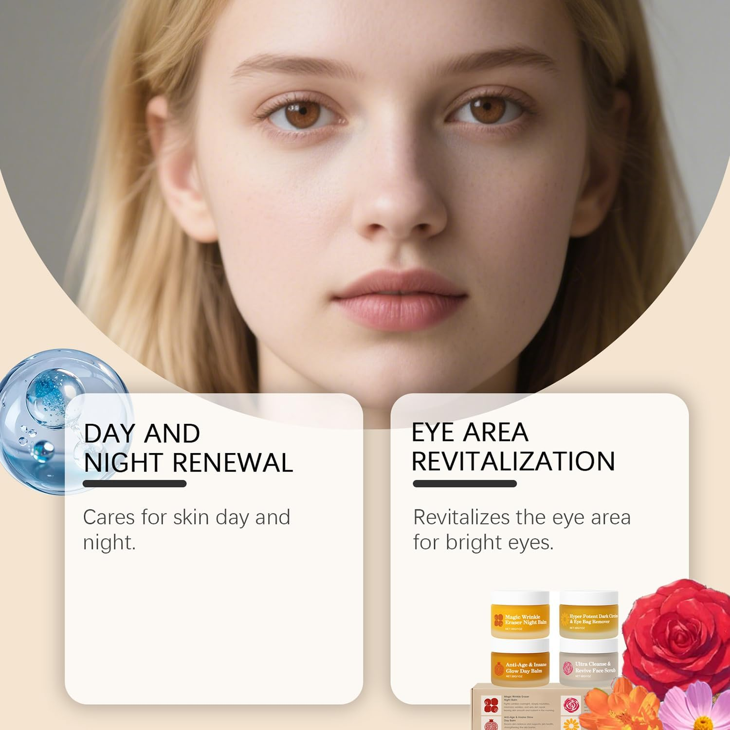 Face Cream Set for Mature Skin, 4-In-1 Skin Care with Deep Hydration, Firming & Nourishing Day and Night Cream for Women, 30Ml X 4 (1 Pcs) image number 4