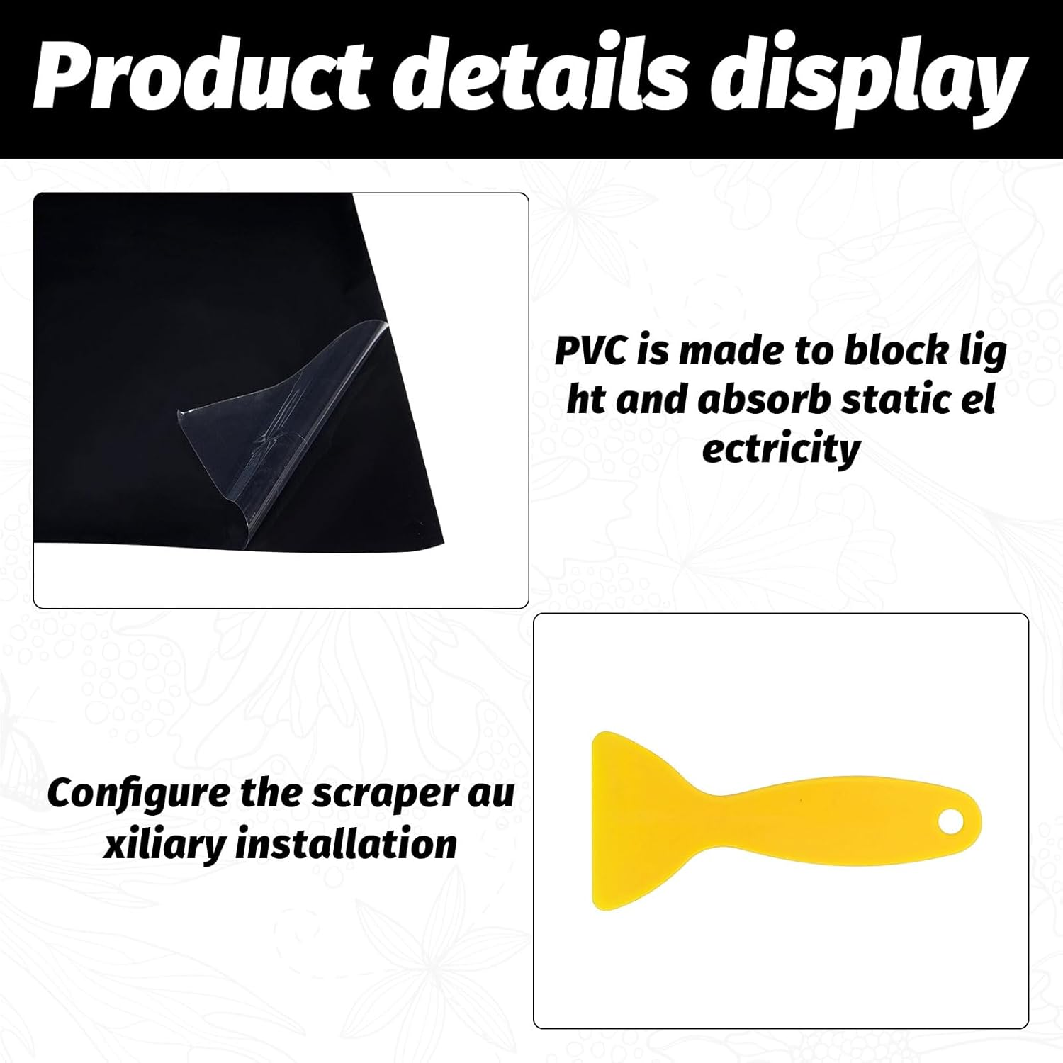 Black Aquarium Background Static Cling, Fish Tank Background, Fish Tank Decorations, Self Adhensive Black Tank Background, Aquarium Wallpaper for Aquarium Decoration and Coloring image number 5