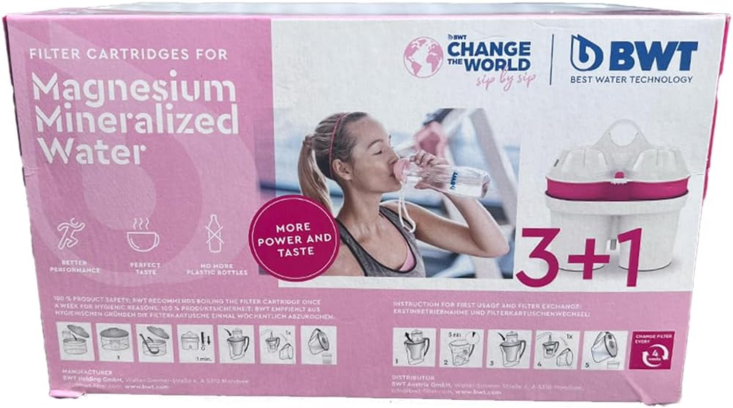 (1) - BWT 120 Litre Longlife Mg2+ Water Filter Cartridge 3 plus 1 Pack, White