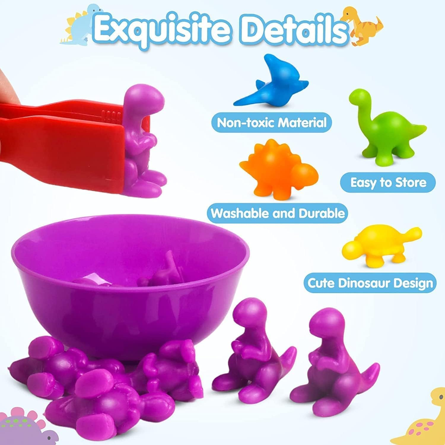 Color Sorting and Counting Dinosaurs Toys for Toddlers 3 5 4 Years Old Preschool Matching Learning Educational Game Montessori Sensory (Dinosaurs) image number 6