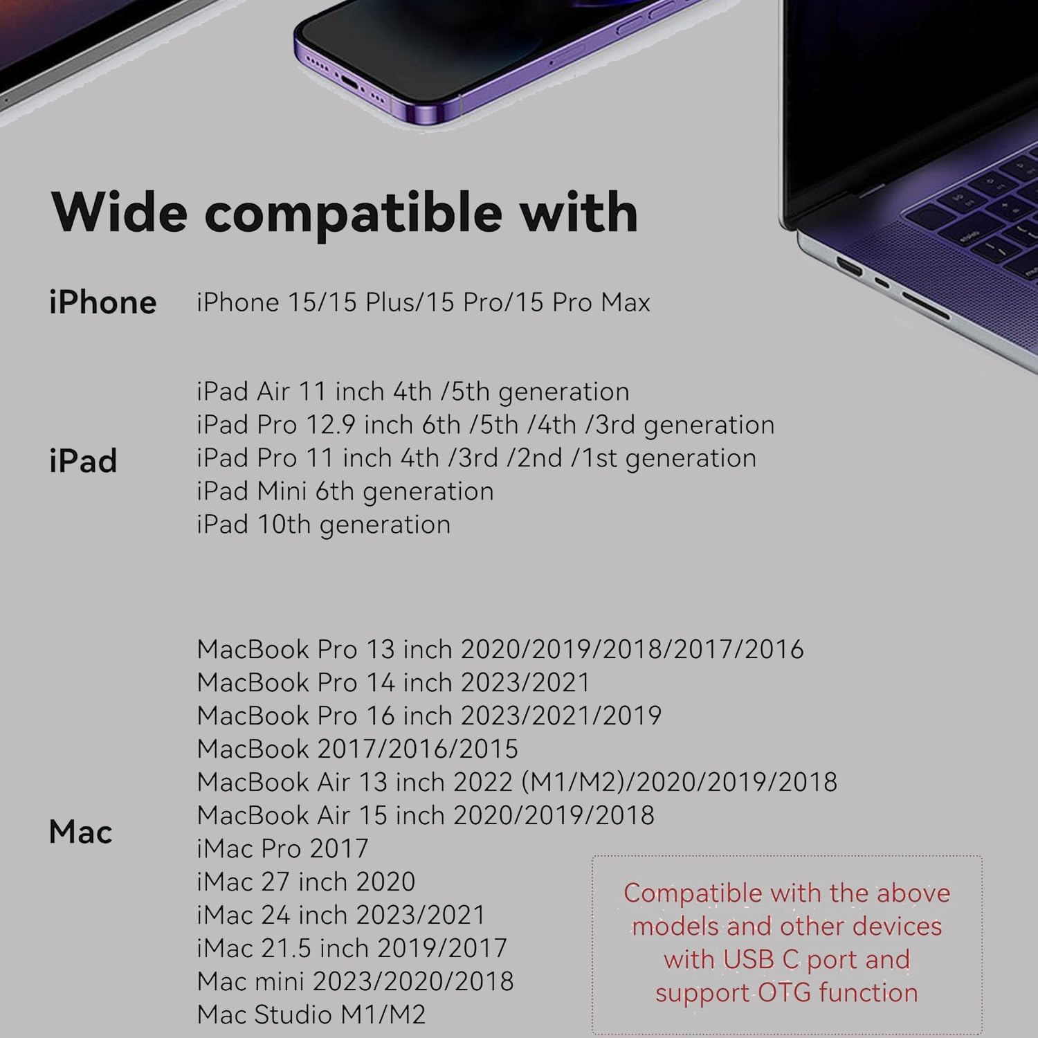 SD Card Reader for Iphone 15/16, Digital Camera Adapter Supports Micro SD Type C Memory Card Adapter, Trail Camera Viewer Plug and Play for Iphone 16/15/Ipad/Macbook/Imac/Galaxy/Android - 2 Slots image number 1