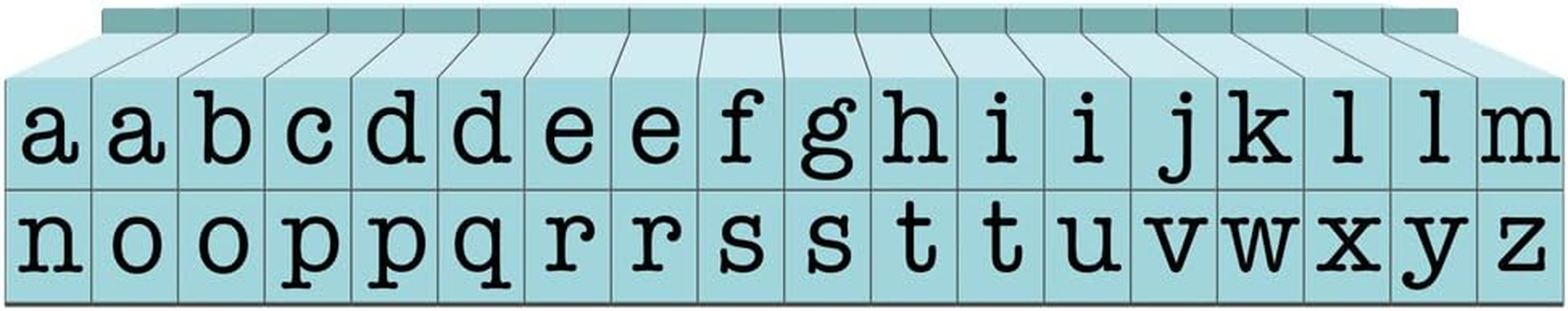 Contact USA Small 36-Piece American Typewriter Pegz Connectable Lowerase Alphabet Stamp Set, Pool Blue image number 1