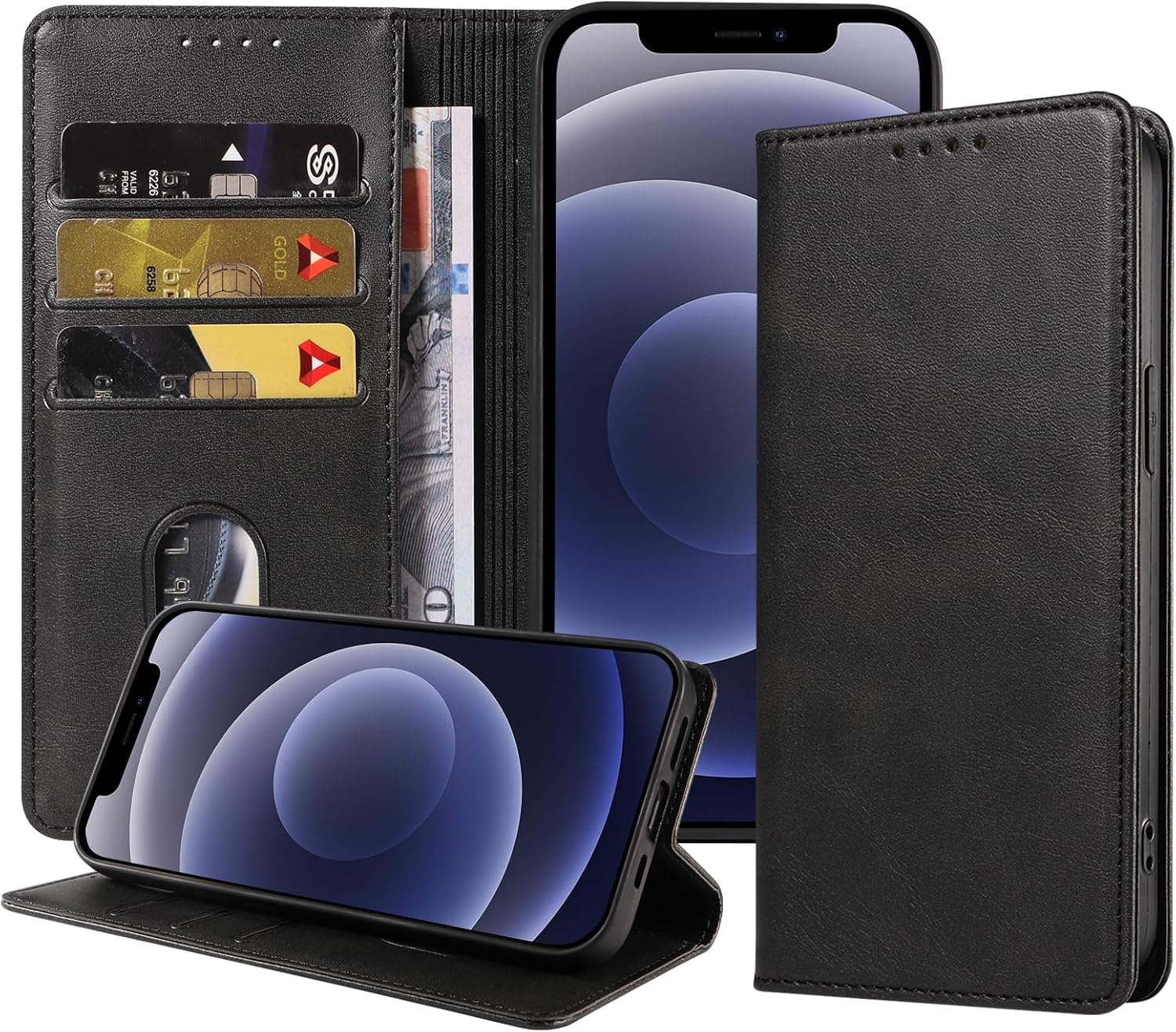 Leonids Leather Wallet Case for Iphone 12/Iphone 12 Pro Case, 6.1-Inch Flip Wallet Cover with Card Slots for Iphone 12/Iphone 12 Pro Cases (Black, Iphone 12/Iphone 12 Pro) image number 6