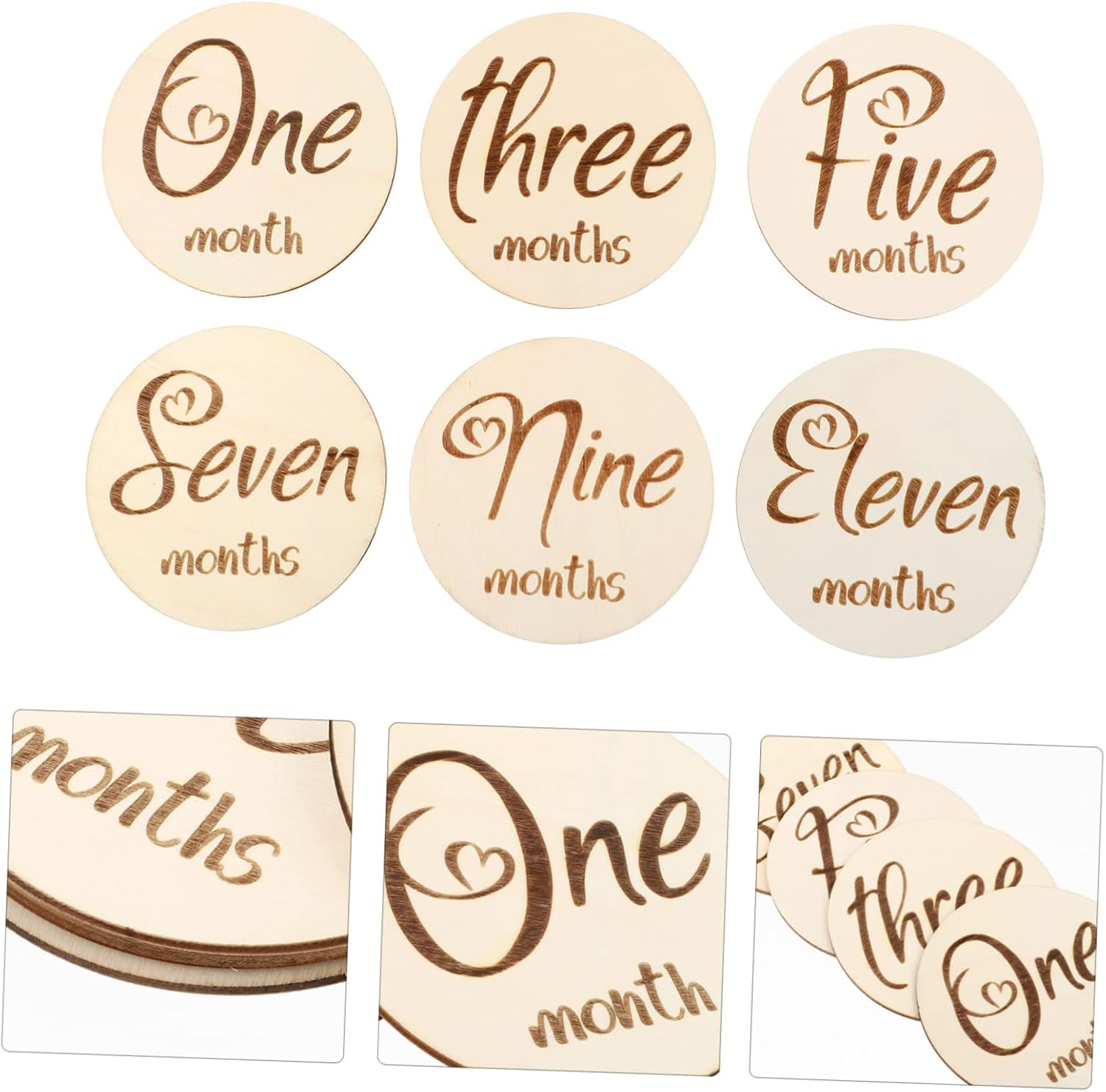 Yardwe 12 Pcs Double Sided Monthly Milestone Cards Birthday Photography Props Newborn Shower Gift image number 4
