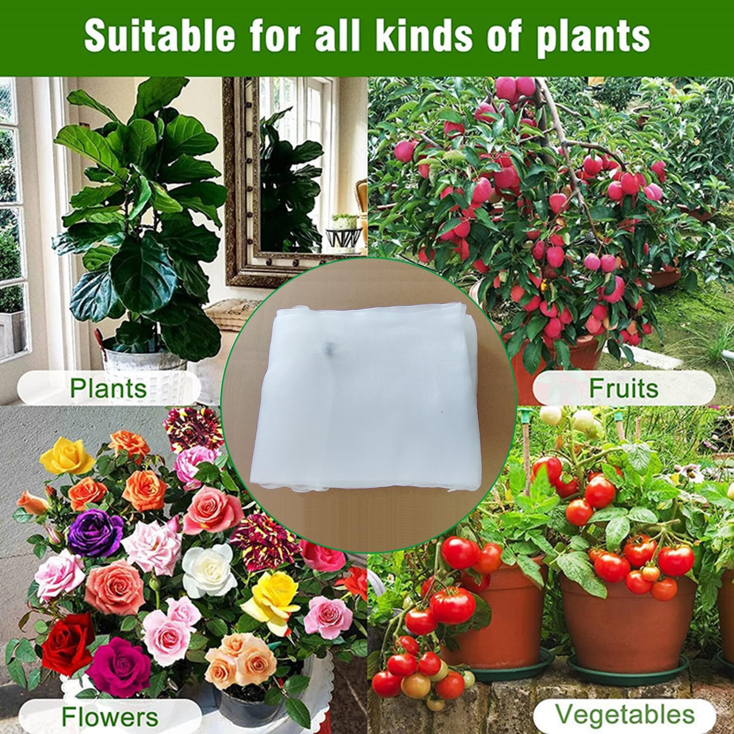 Garden Netting Garden Plant Fruits Protection Netting Covers Bags with Drawstring, 3 Pcs Insect Bird Barrier Netting Mesh Bags for Vegetables, 3.3 Ft X 2.6 Ft Garden Plant Netting Barrier Bags image number 4