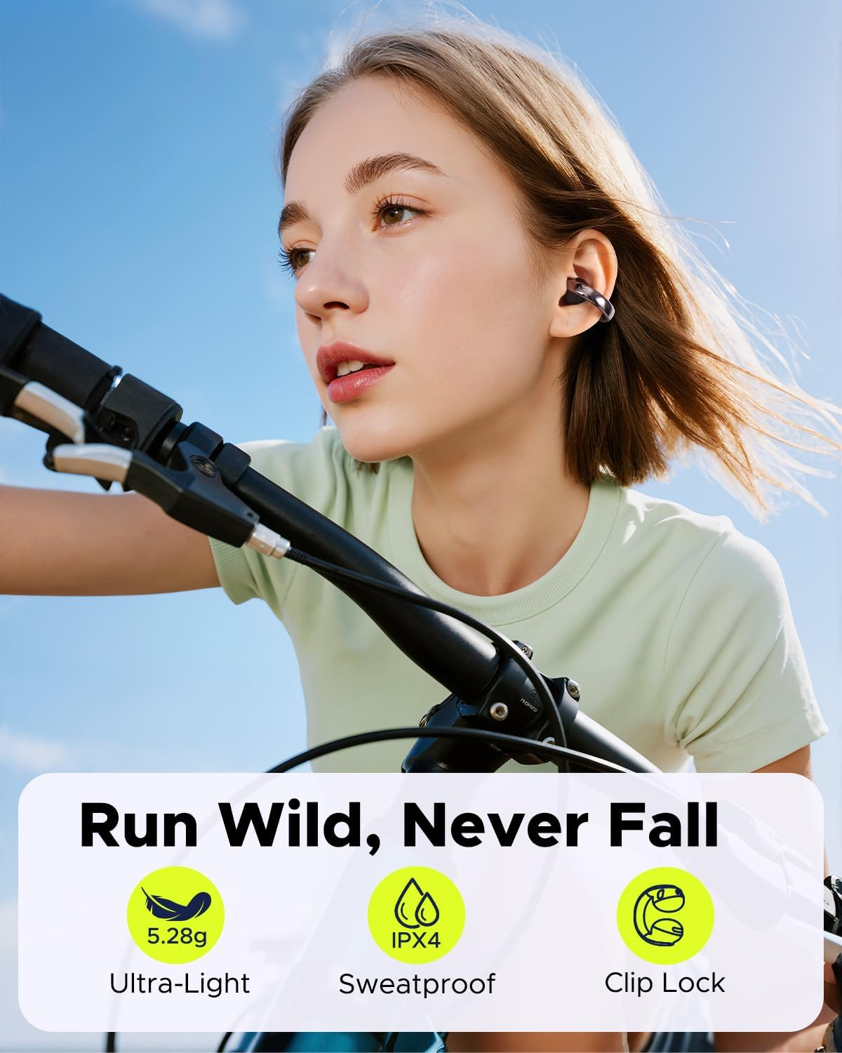 YAMDROK Y1 Lite Open Ear Headphones, Lightweight Wireless Earbuds Bluetooth 6.0 with Digital Display, IPX4, Noise Cancelling Earphones for Calls, 30H, 13Mm Drivers Bass, Stable Fit for Sports image number 5