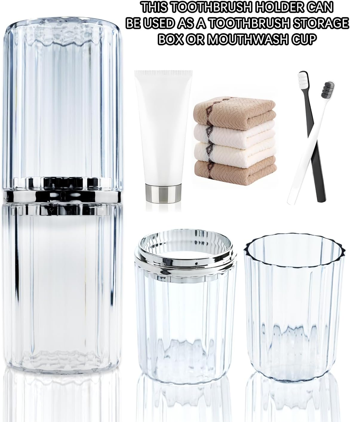 Travel Toothbrush Case, Travel Toothbrush Holder, Portable Toothpaste Storage Container for Business Trip School Camping Bathroom(Clear) image number 6