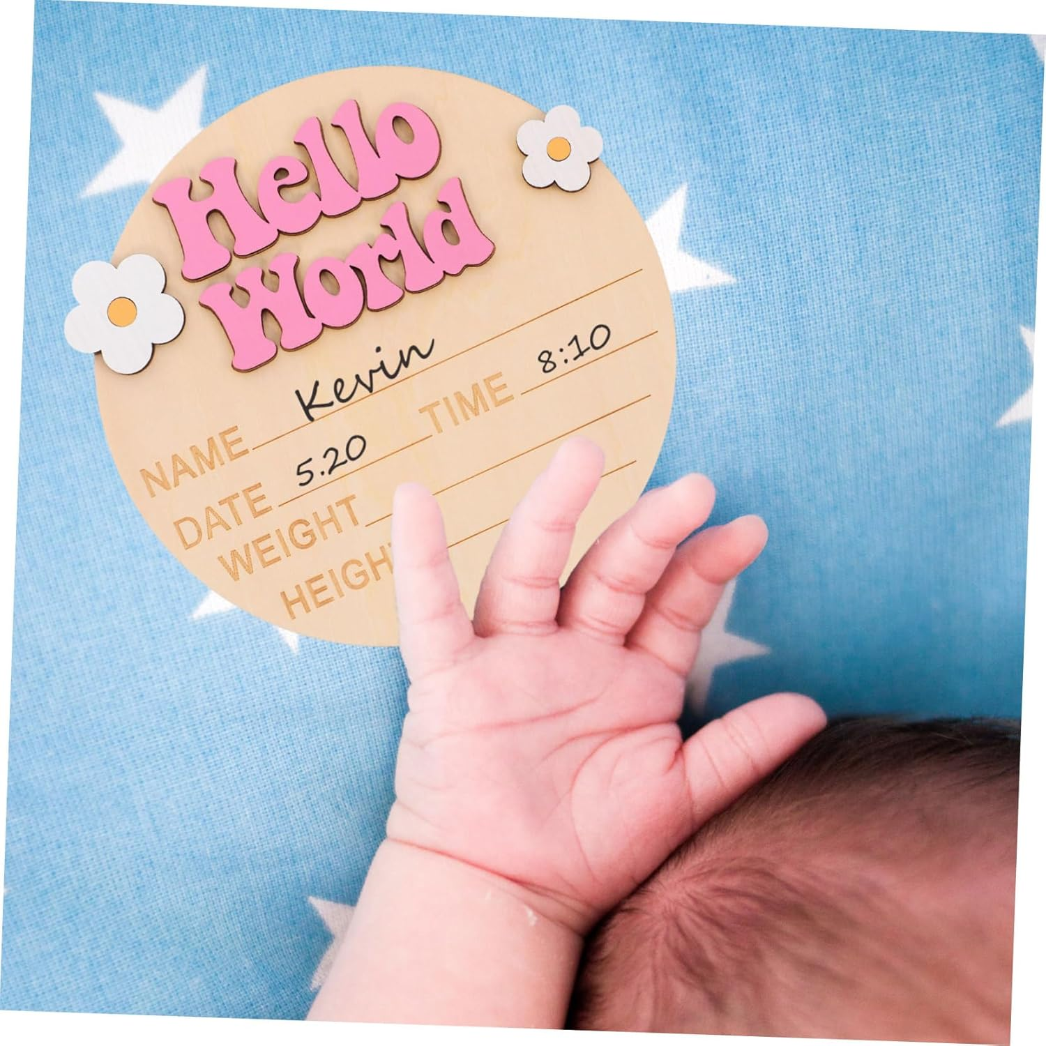 Beaupretty Announcement Sign Newborn Nursery Decor Milestone Plaque Safe Birth Name Plate for Photo Props and Party Celebration