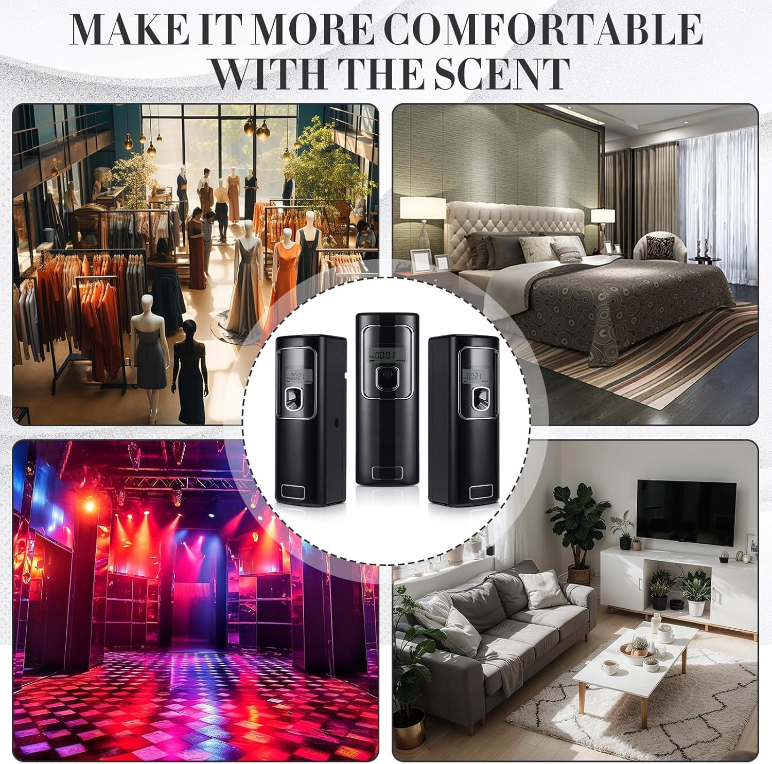 2 Pcs LCD Automatic Air Freshener Spray Dispenser with Screen Mosquito Fly Metered Spray Dispense Capacity, Country Vet Wall Mount/Free Standing, Black, Halloween Scent image number 4