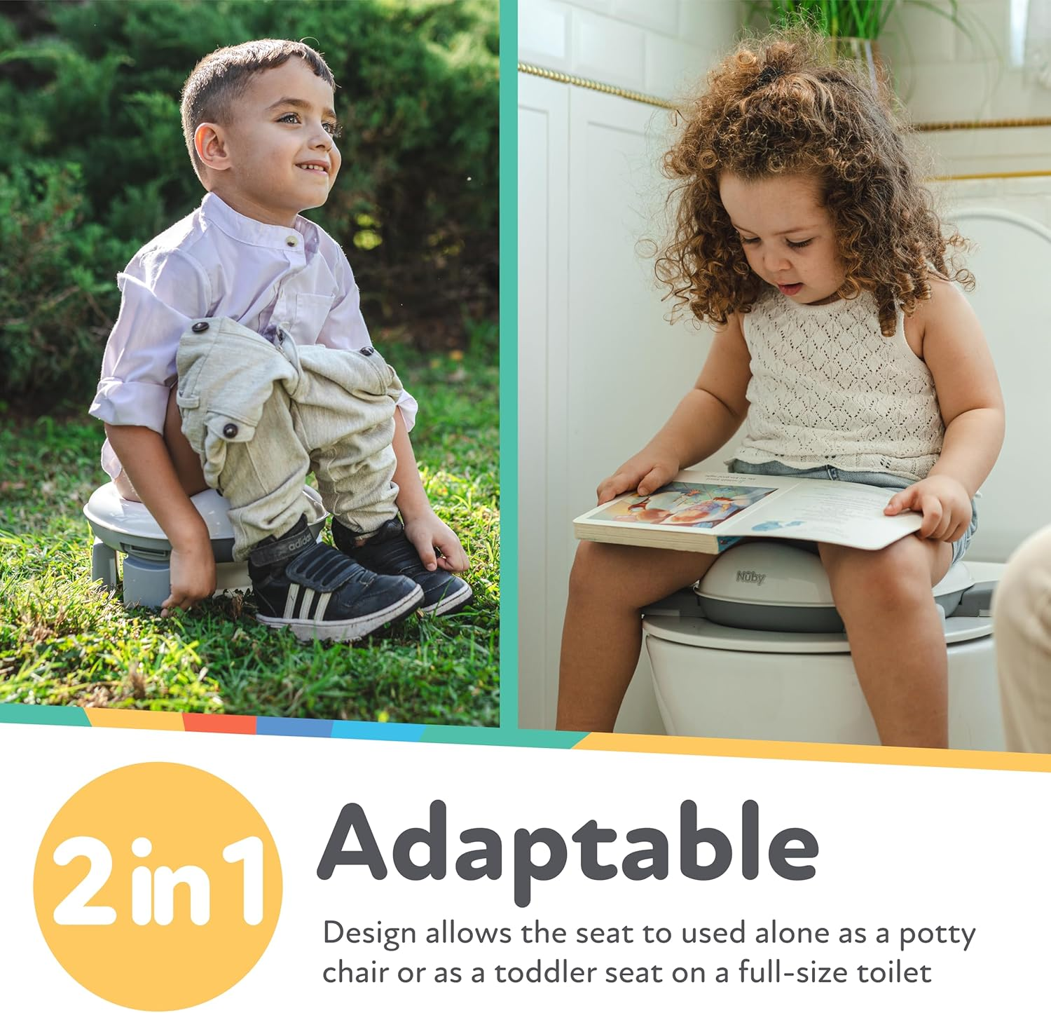 Nuby On-The-Go Portable Potty Seat - Travel Toilet Seat for Boys and Girls 18+ Months - Includes Storage Bag and Disposable Potty Liners - Toddler Travel Essentials - Toddler Potty Training Toilet image number 5