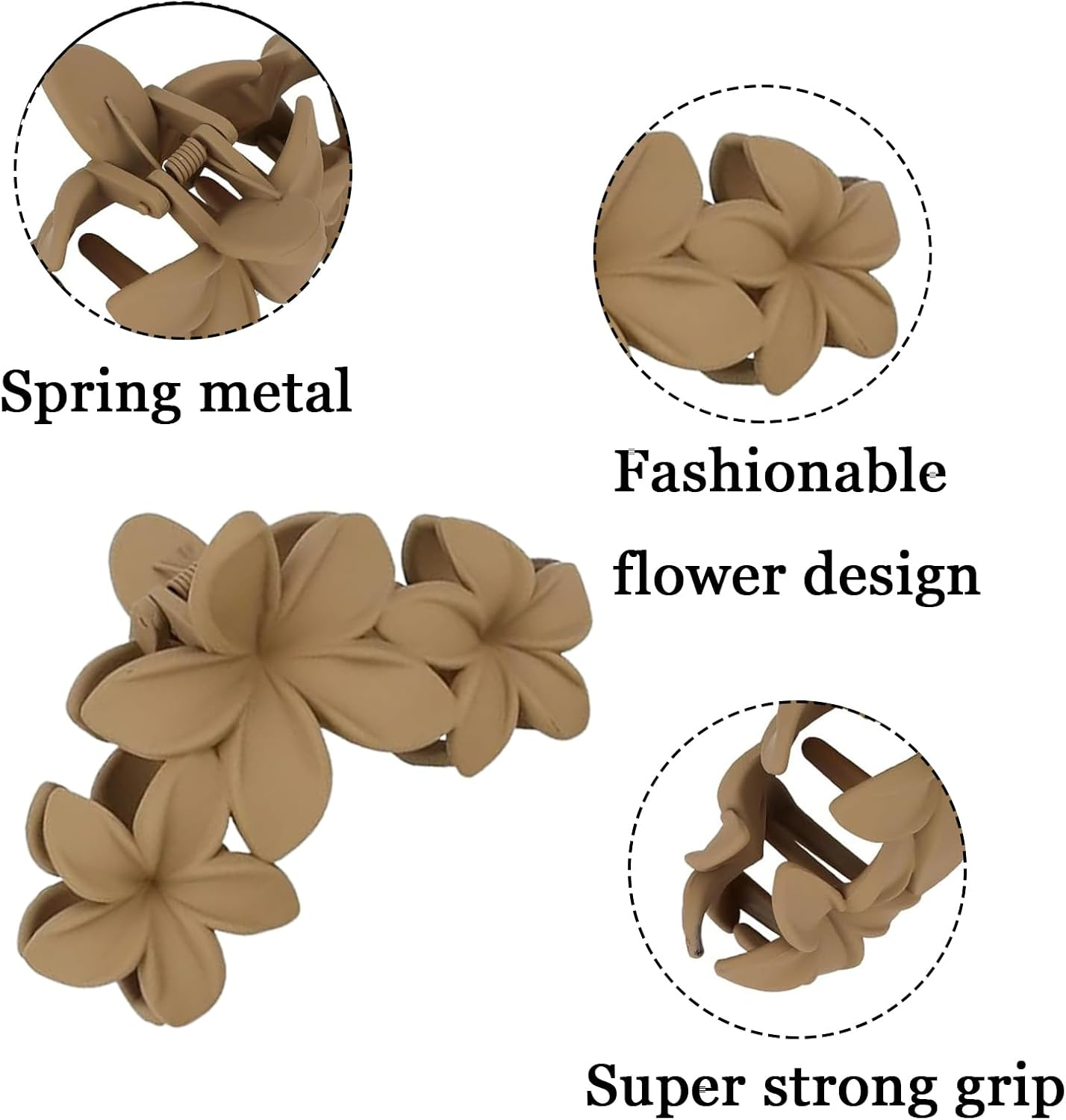 Ueiykoz 4 Pcs Hawaiian Plumeria Flower Hair Clips,Non-Slip Matte Claws Clips for Thick Thin Strong Hold Hair Beach Hair Accessories for Women Girls image number 1