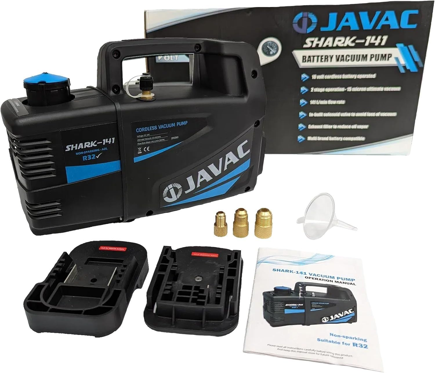Javac Shark-141 Upgraded Cordless 2-Stage Vacuum Pump, 141 Litre/Min Flow Rate image number 2