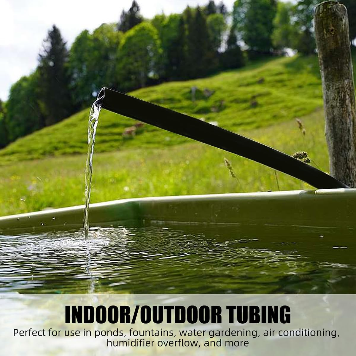 Black Vinyl Tubing 1" ID X 1-1/4" OD - 10 Ft PVC Flexible Plastic Tube Hybrid Hose with 4 Stainless Clamps, Transfer Water Air Oil for Pond Fountain Garden.