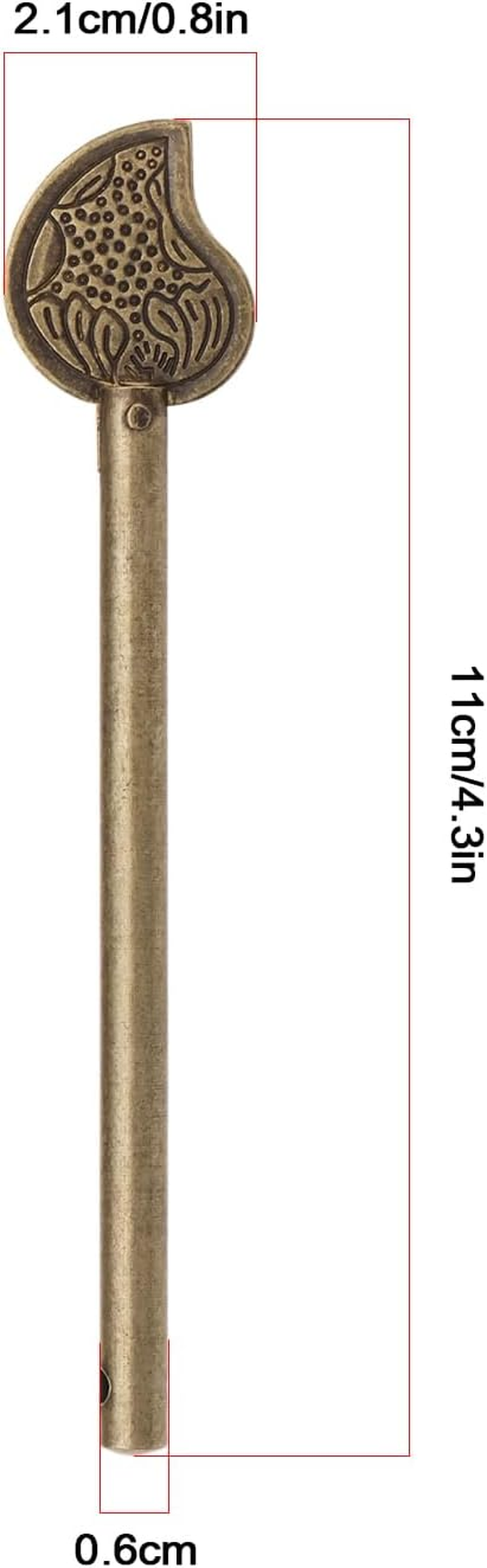 Emagtech 2PCS Retro Bronze Locking Pin Chinese Locking Pin Leaf Style Cabinet Key Latch Door Bolt for Style Drawer Door Wardrobe Door Shoe Cabinet (11Mm) image number 3