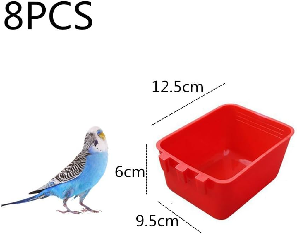 Hanging Cage Bird Cups, Wanfoou 8 Pack Plastic Bird Coop Trough, Chicken Cage Seed Bowl, Hanging Feeding Cups Chicken Coop Supplies, Small Animal Feeder for Gamefowl Parrot Parakeet Poultry image number 2