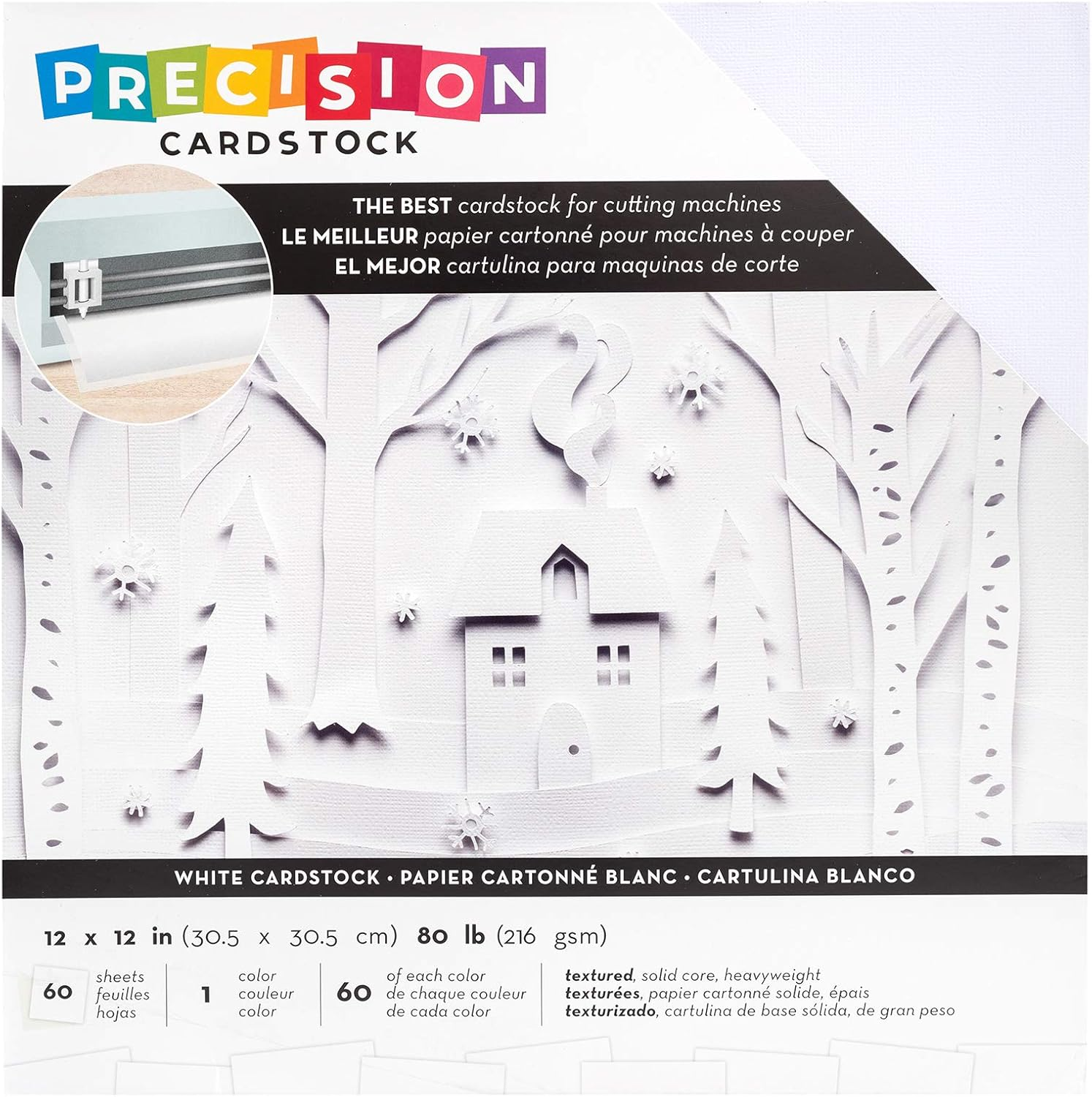 Precision Cardstock 12X12 Paper - Textured Craft Paper for Die Cutting, Card Making, Scrapbooks - 60 Heavy Duty Sheets, 15 Unique Colors, 80Lb (216Gsm), Solid Core - Brights image number 2