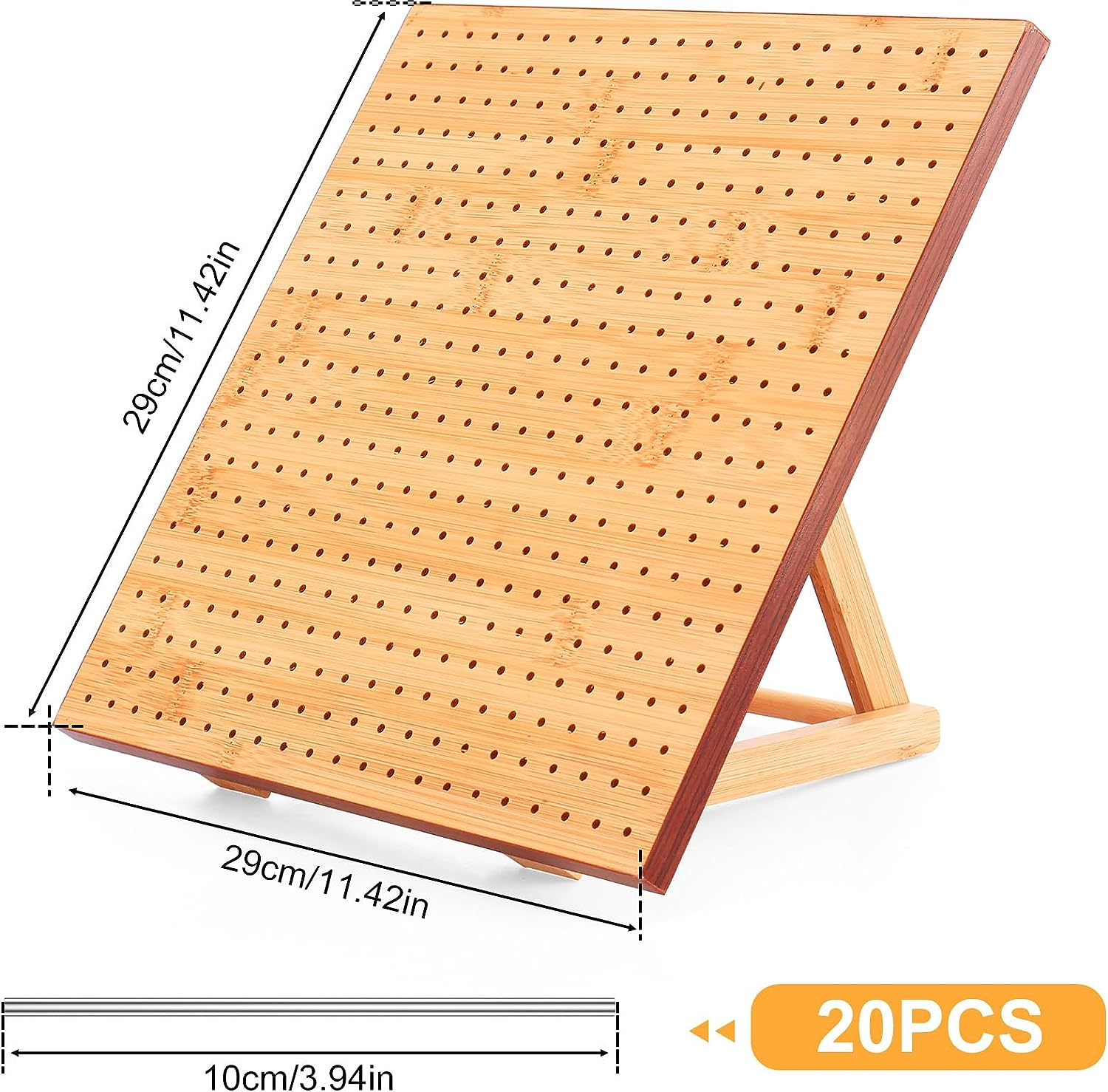 Abizarch 11.4Inch Crochet Blocking Board with 20 Steel Rod,Bamboo Wooden Blocking Board with Adjustable Stand,Granny Square Blocking Board for Beginner Knitting Lover Crocheting image number 3
