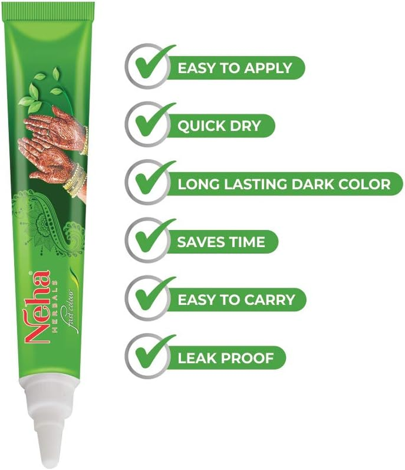 Neha Fast Henna Red Mehandi Cones, (Pack of 10) 25Gm in Each Tube image number 2