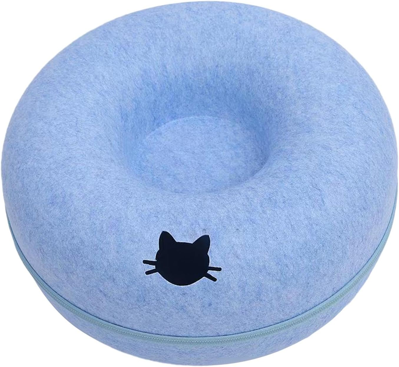 Dickly Cat Tunnel Bed Donut Cat Cave for Multiple Cats Washable Zipper Detachable Universal for All Seasons for Indoor Cats Cat Cave Donut Bed, Dark Blue 50Cm