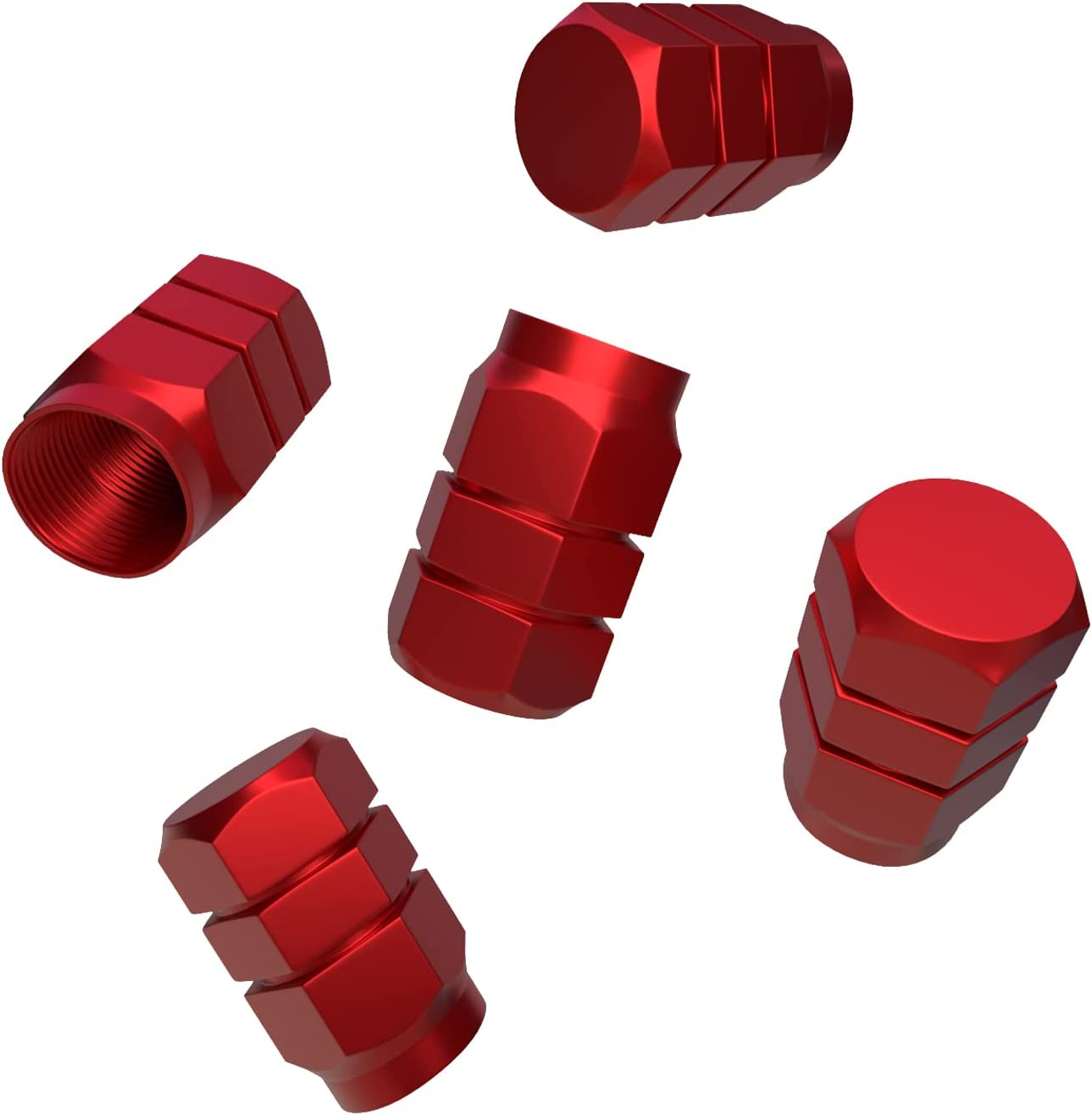 BOROLA Air Valve Caps for Tires, Aluminum Anodized, Corrosion-Resistant, for Cars and Motorcycles, Set of 5 (Red) image number 5