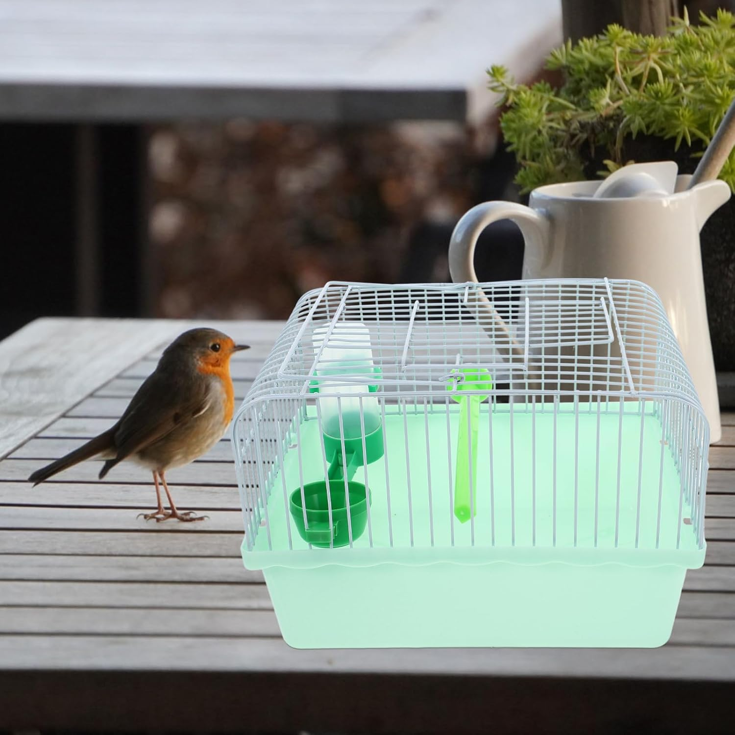 Happyyami Portable Bird Cage with Food Box and Waterer Lightweight Metal Carrier for Parrots Lovebirds and Animals for Travel and Outdoor Adventures image number 3