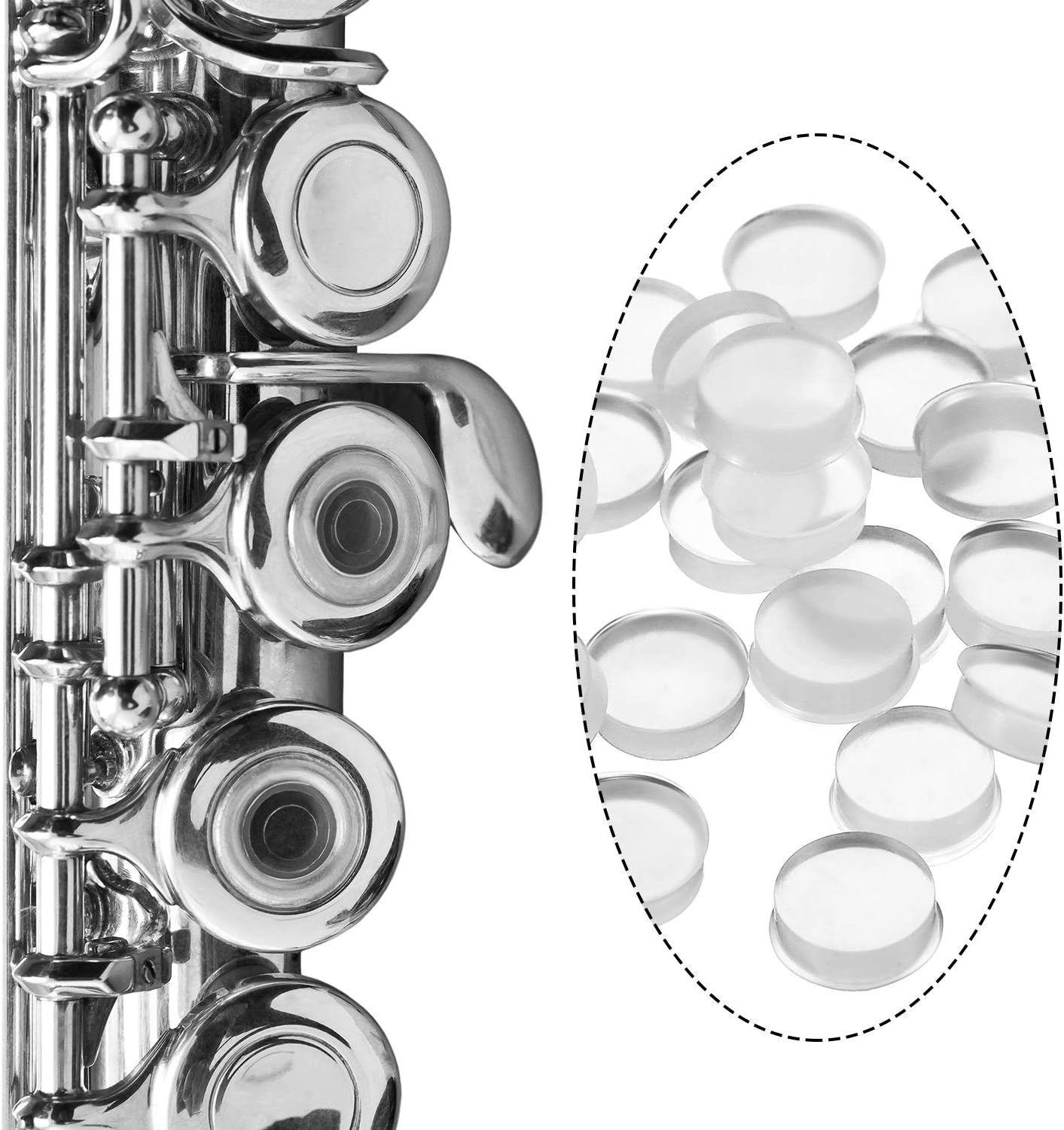 Leinuosen 24 Pieces Silicone Flute Plug, 8 Mm Hole Plug Soft Key Cover for Most Brand Flutes image number 1