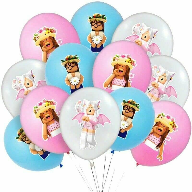 12Pcs Female Pink Roblox Latex Balloons Set Party Decorations Favours UK image number 1