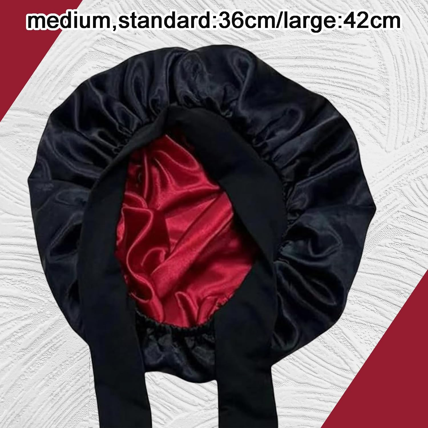 Silk Hair Bonnet, Silk Hair Bonnet for Sleeping, Double Moisture Curly Anti-Frizzy, Large Night Sleep Shower Cap, Adjustable Tie Band Shower Cap for Women image number 4