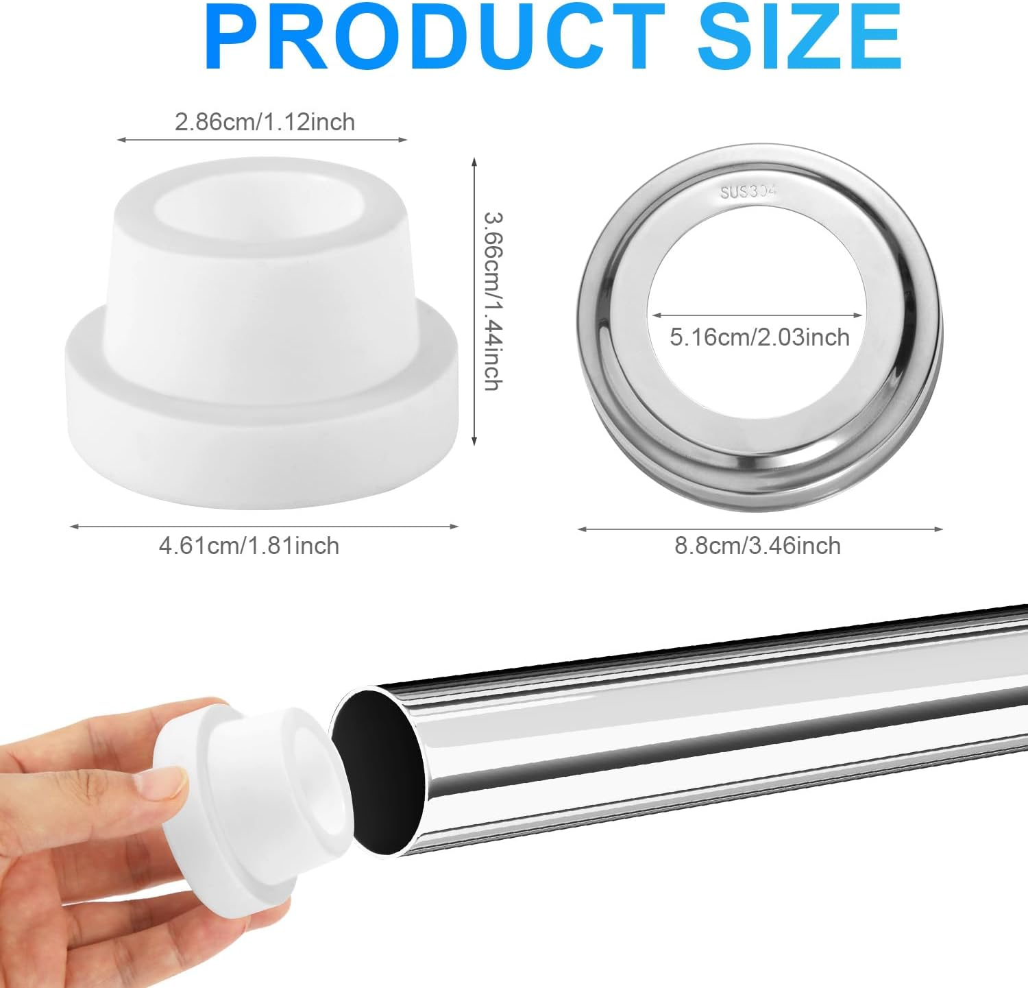 2Pcs Pool Ladder Bumper, White Pool Step Rubber End Caps for 1.9 Inch/4.82Cm Pool Ladder Pipes Pool Protective Liner Pool Ladder Refill Parts for Inground Pools image number 4