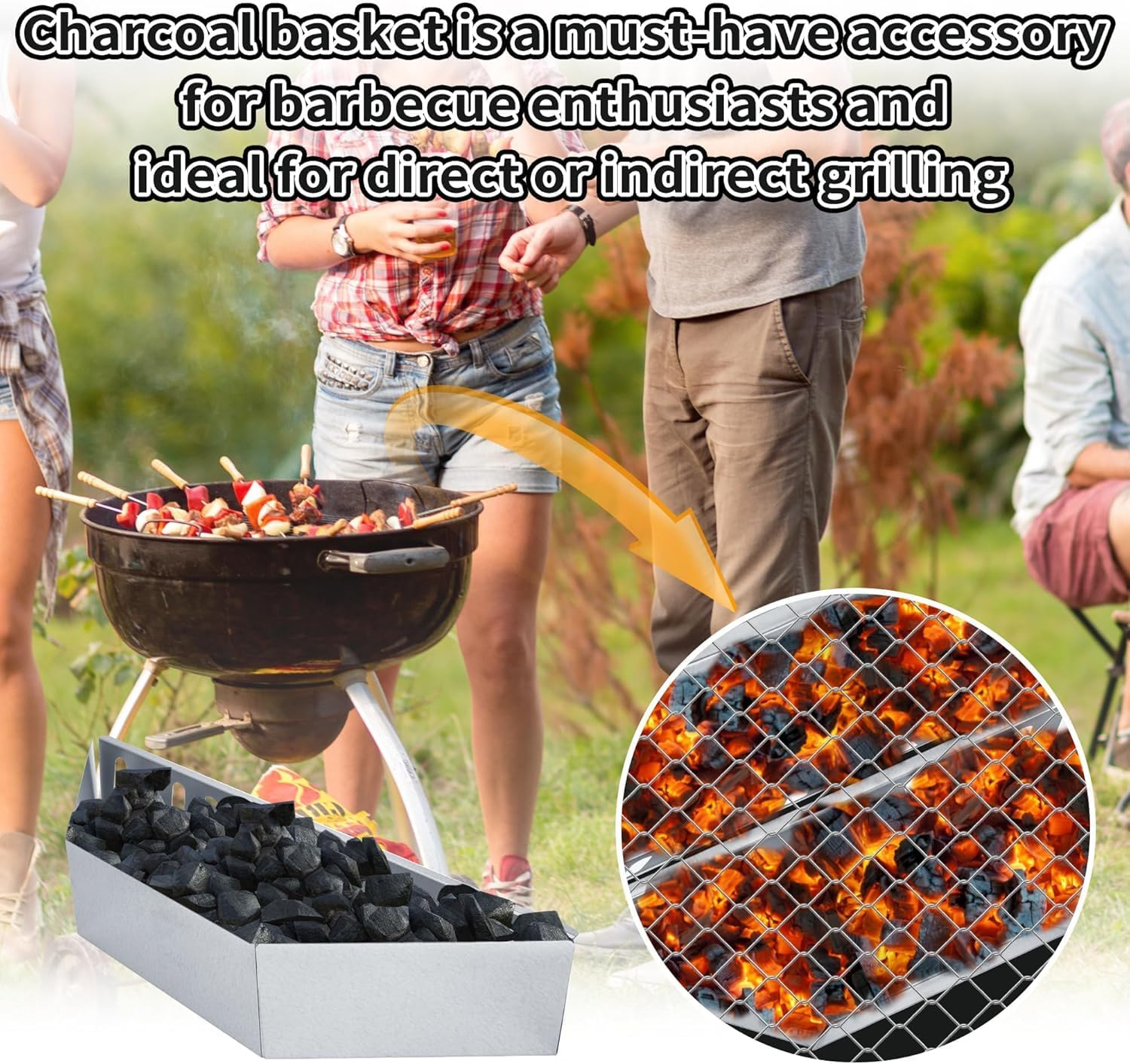 2 Pcs Charcoal Basket, Stainless Steel 0.8Mm Thick Charcoal Rack, Charcoal Tray, Charcoal Tray for Grilling,Suitable for Charcoal Balls and Wood Chips,Fits Most Barbecues and Most Kettle Grill image number 2