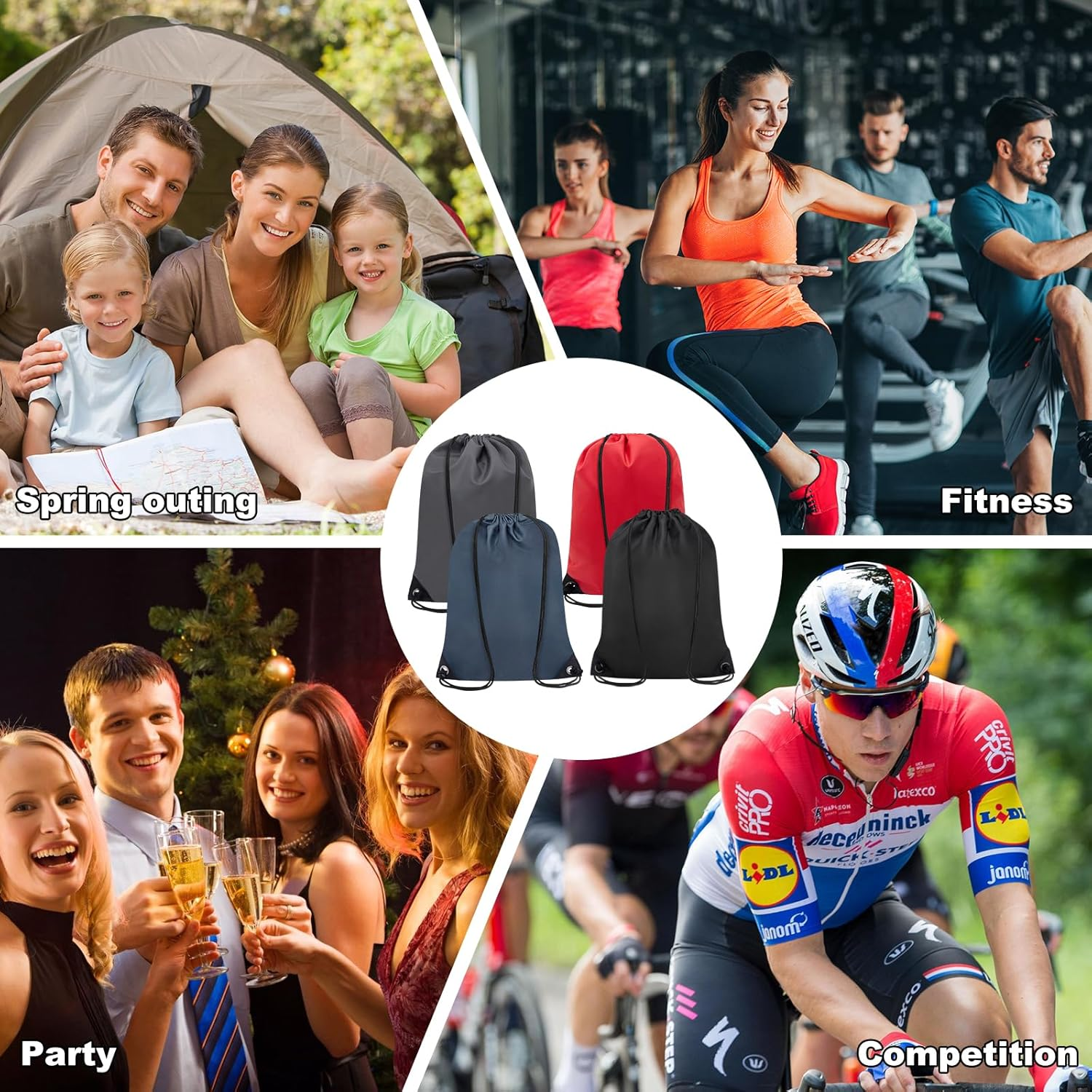 2PCS Drawstring Bags Bulk, String Backpack for Men Women, Cinch Bag Draw String Back Bag for Gym, Sports, Travel image number 1